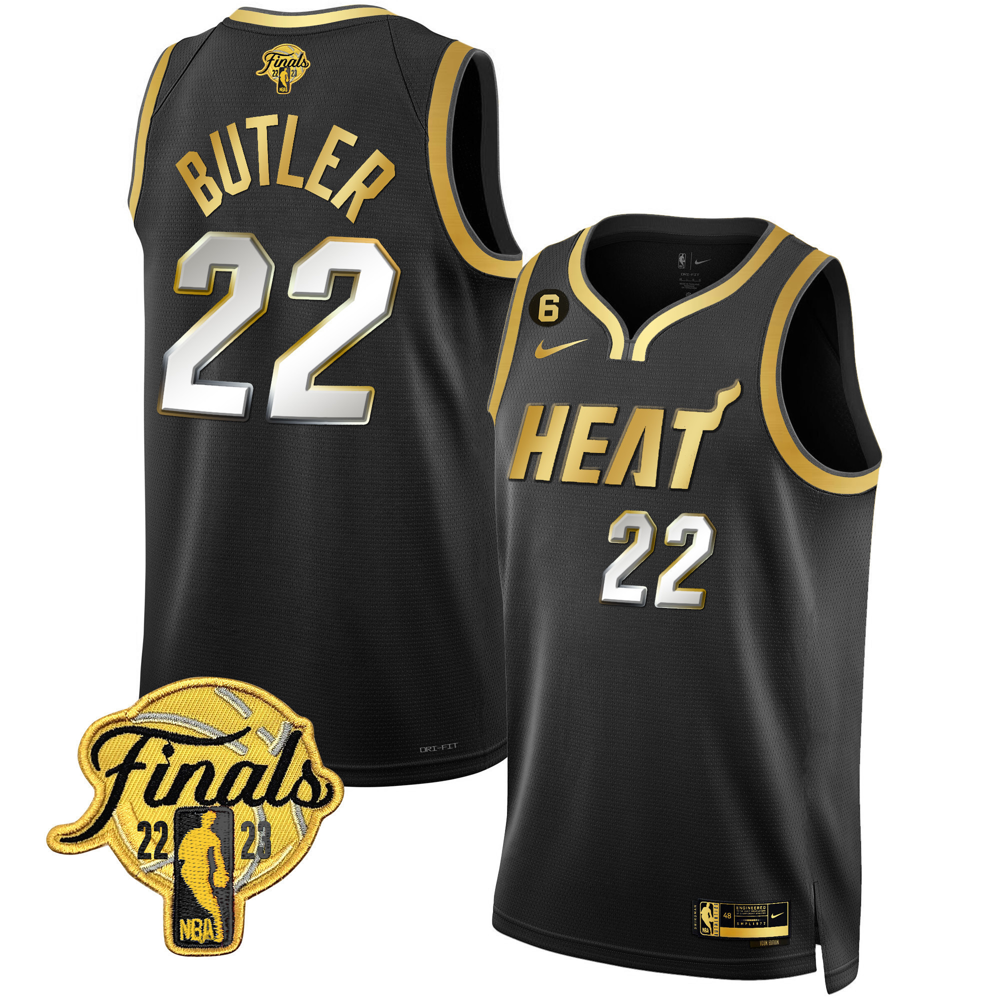 Jimmy Butler Men's Miami Heat 2023 Finals Patch Collection Black Limited Jersey - All Stitched