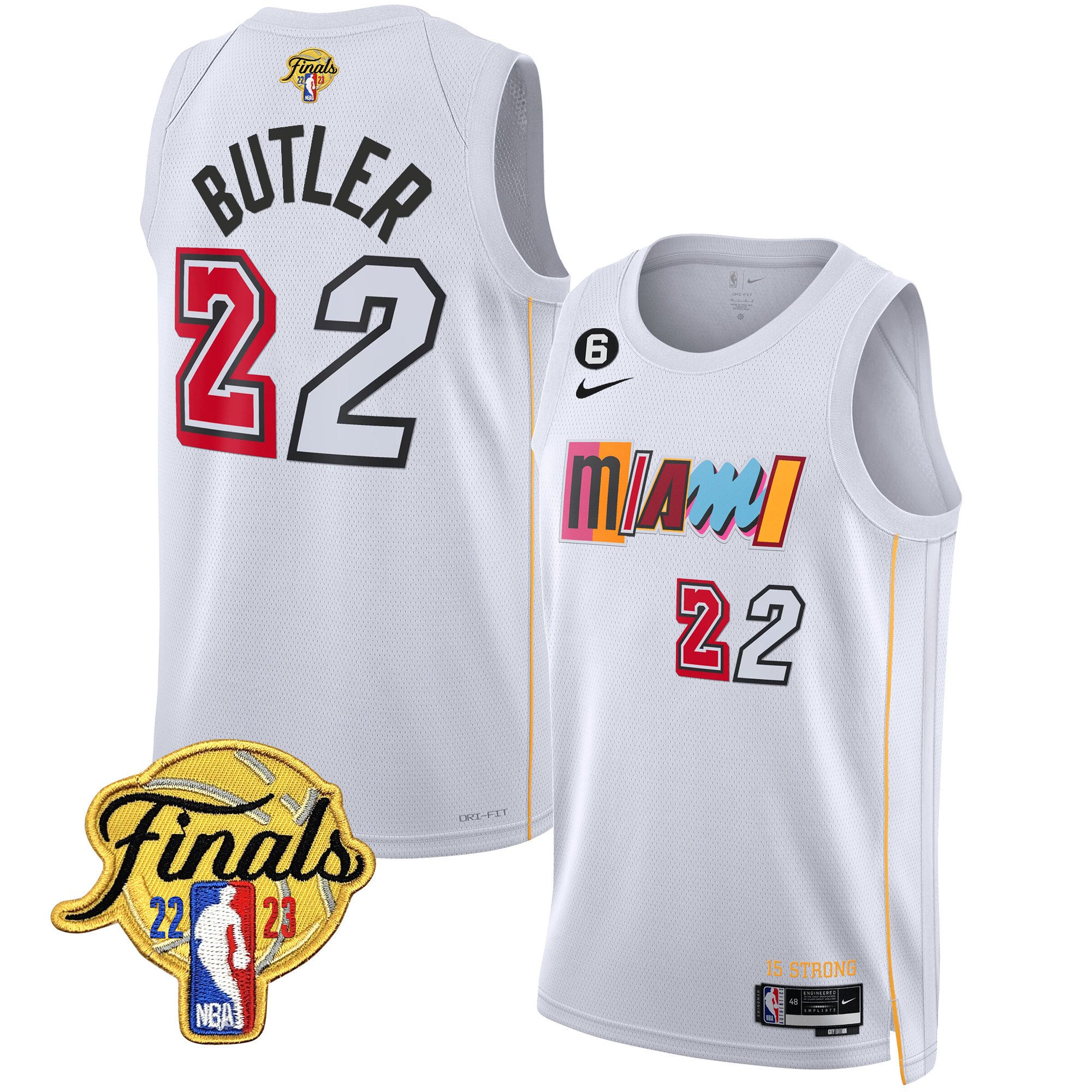 Jimmy Butler Men's Miami Heat 2023 Finals Patch Collection V2 City White Jersey - All Stitched