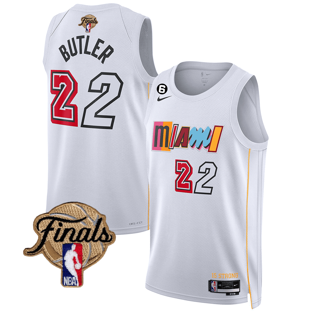 Jimmy Butler Men's Miami Heat 2023 Finals Patch Collection V3 City White Jersey - All Stitched