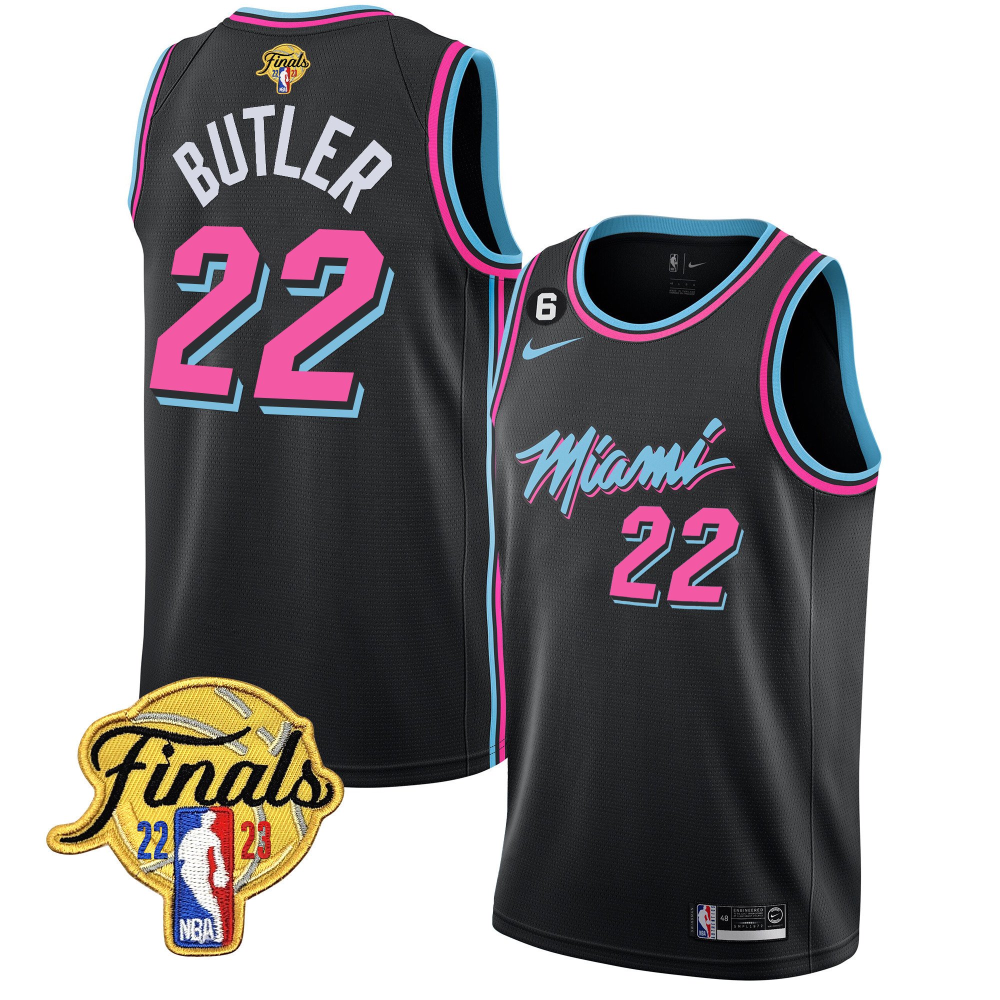 Jimmy Butler Men's Miami Heat 2023 Finals Patch Collection V4 Vice Black Jersey - All Stitched