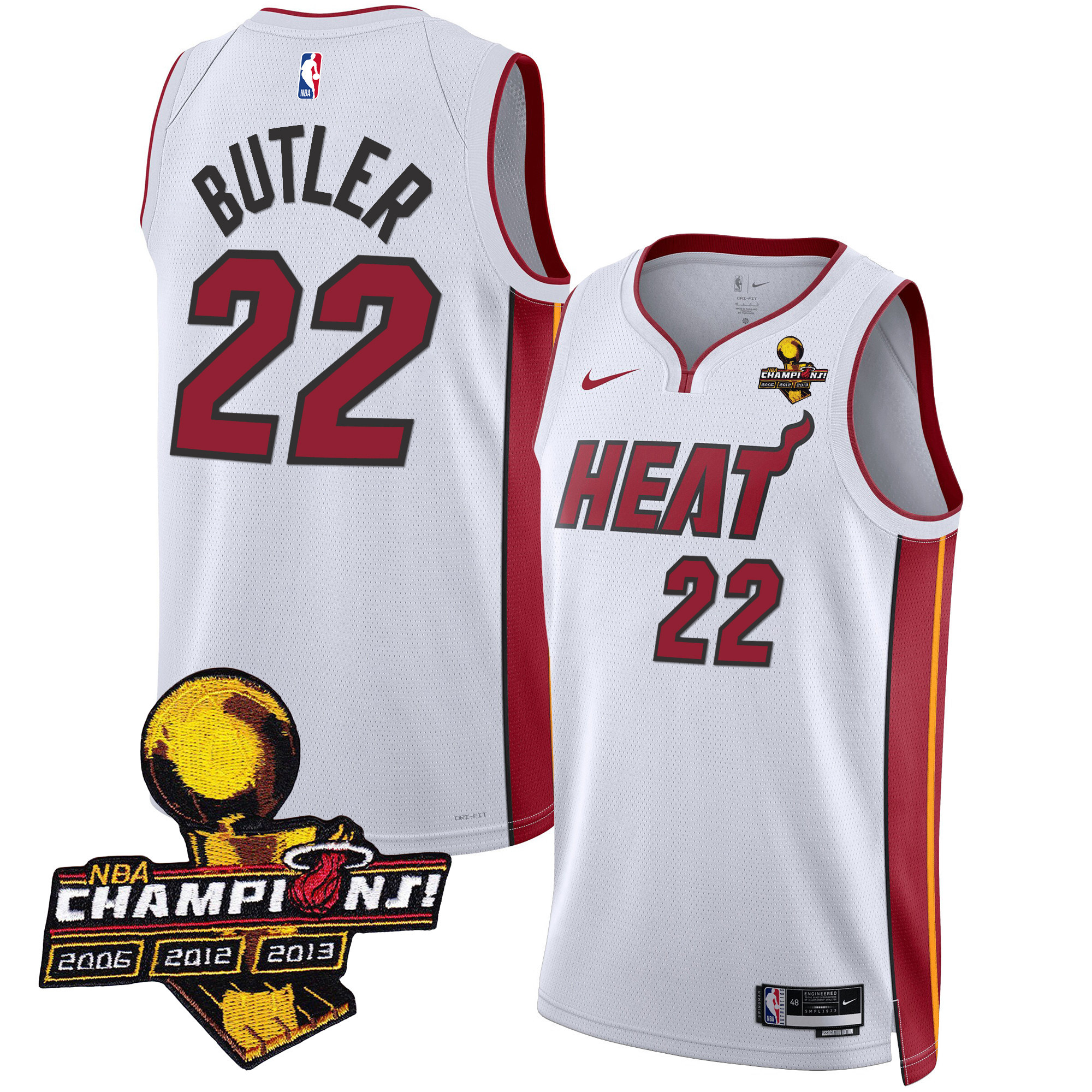 Jimmy Butler Men's Miami Heat 3-Time Champions Patch Collection Association Jersey - All Stitched