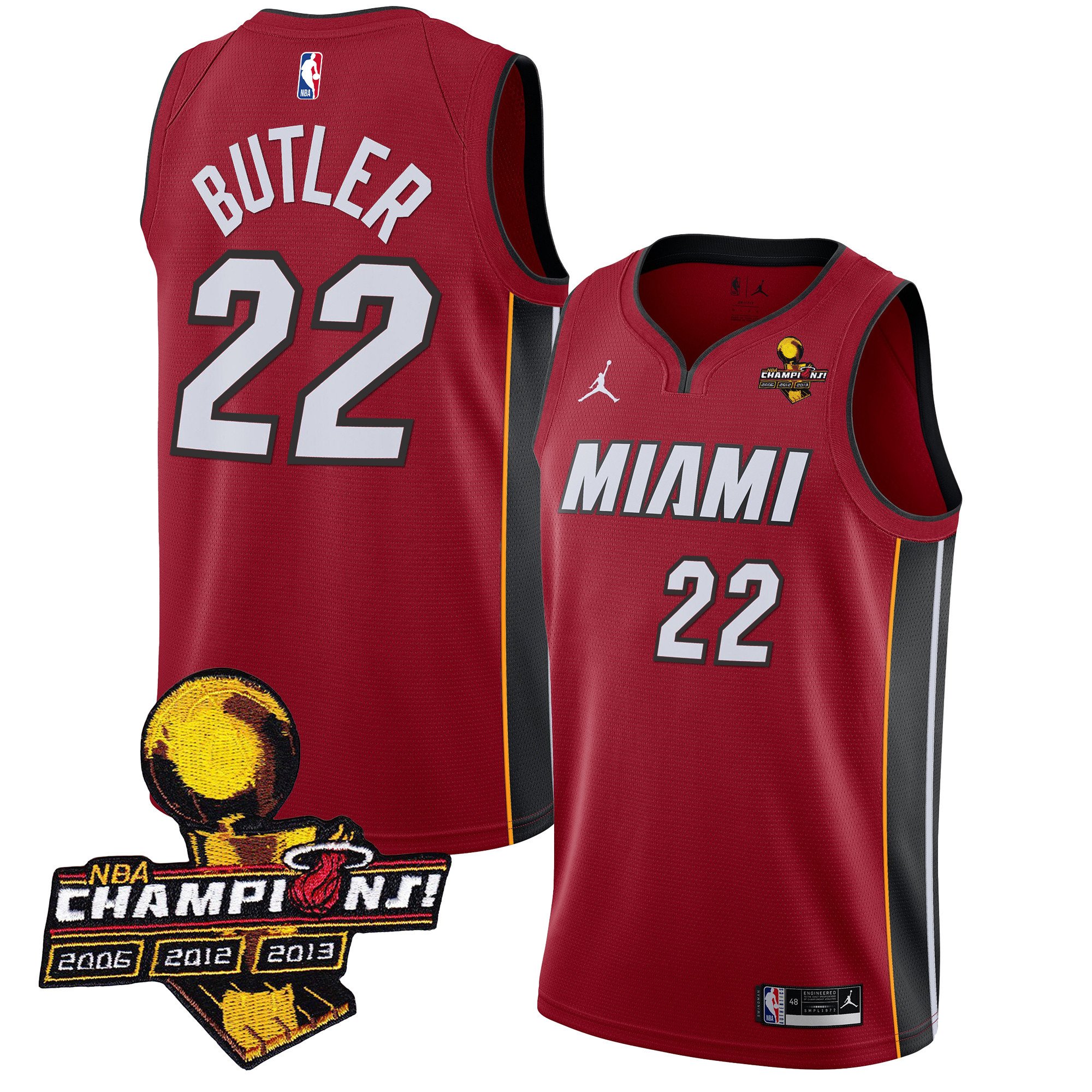 Jimmy Butler Men's Miami Heat 3-Time Champions Patch Collection Statement Jersey - All Stitched