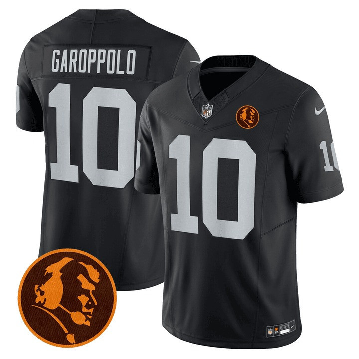 Jimmy Garoppolo Men's Las Vegas Raiders John Madden Honoring Patch Vapor Black Jersey - All Stitched 