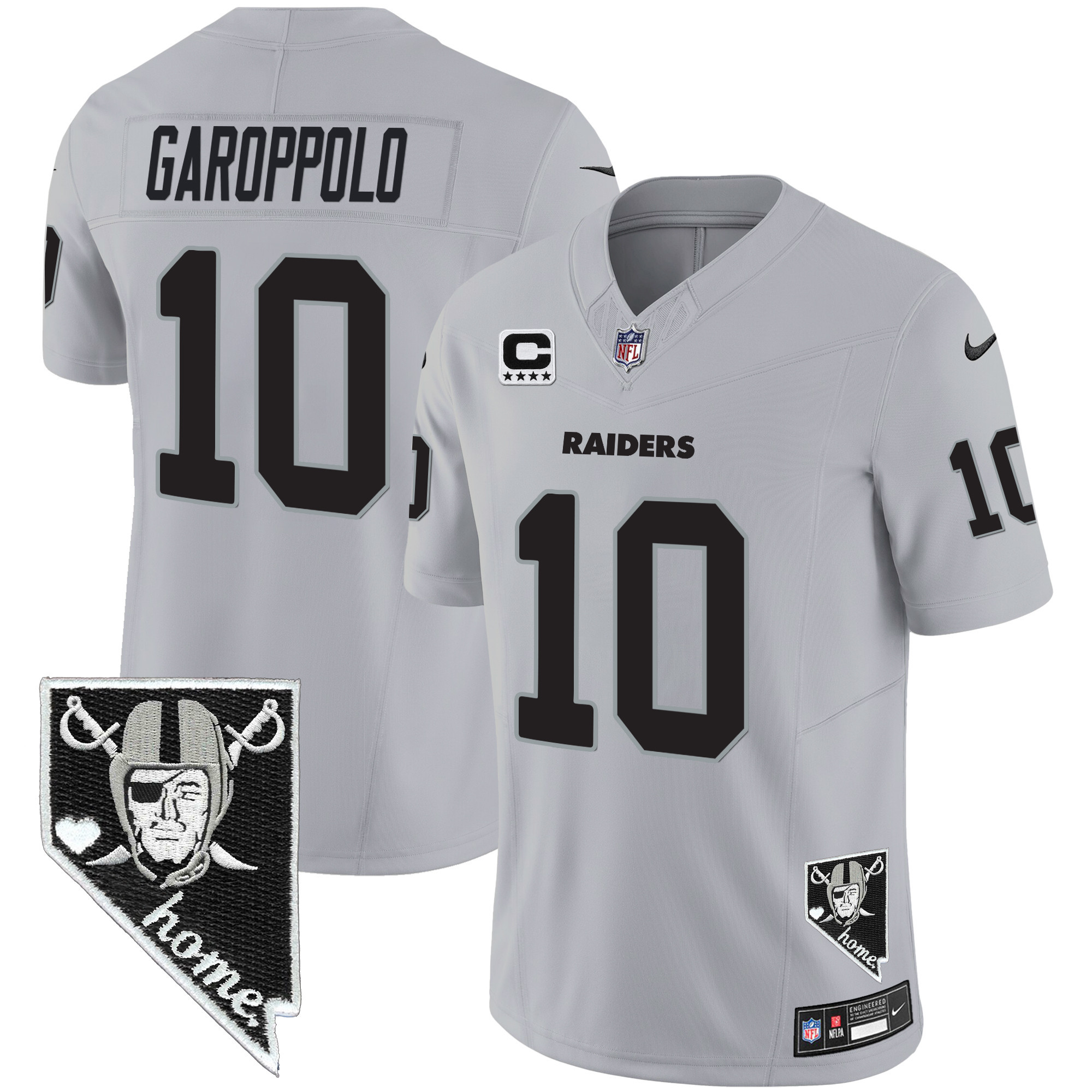 Jimmy Garoppolo Men's Las Vegas Raiders Nevada Home Patch Vapor Gray Jersey - All Stitched 