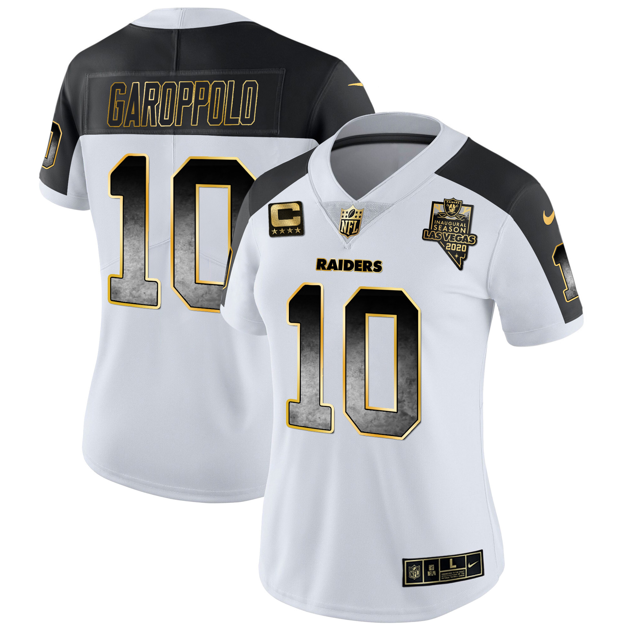 Jimmy Garoppolo Women's Las Vegas Raiders Gold Arch Smoke Vapor Inverted Jersey - All Stitched 