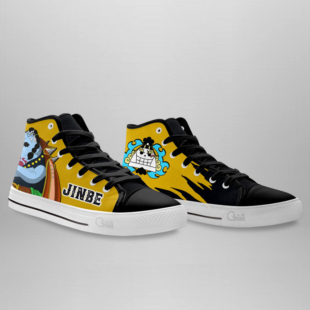 Jinbe High Top Shoes One Piece Red Custom Anime Sneakers