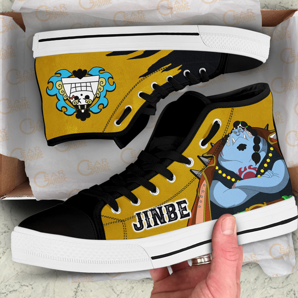 Jinbe High Top Shoes One Piece Red Custom Anime Sneakers