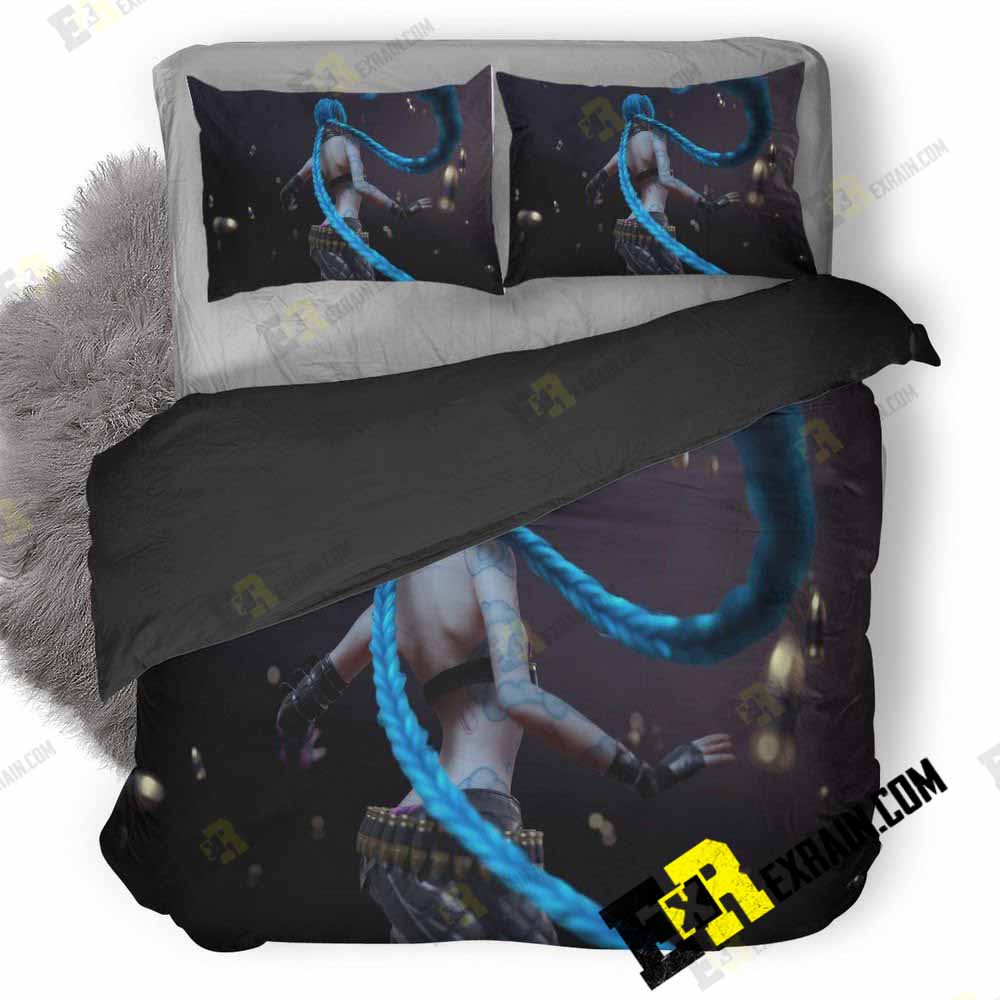Jinx League Of Legends Blue Hair Hd 3D Customized Duvet Cover Bedding Set