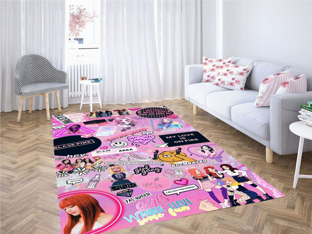 Jisso Black Pink Living Room Modern Carpet Rectangle Rug