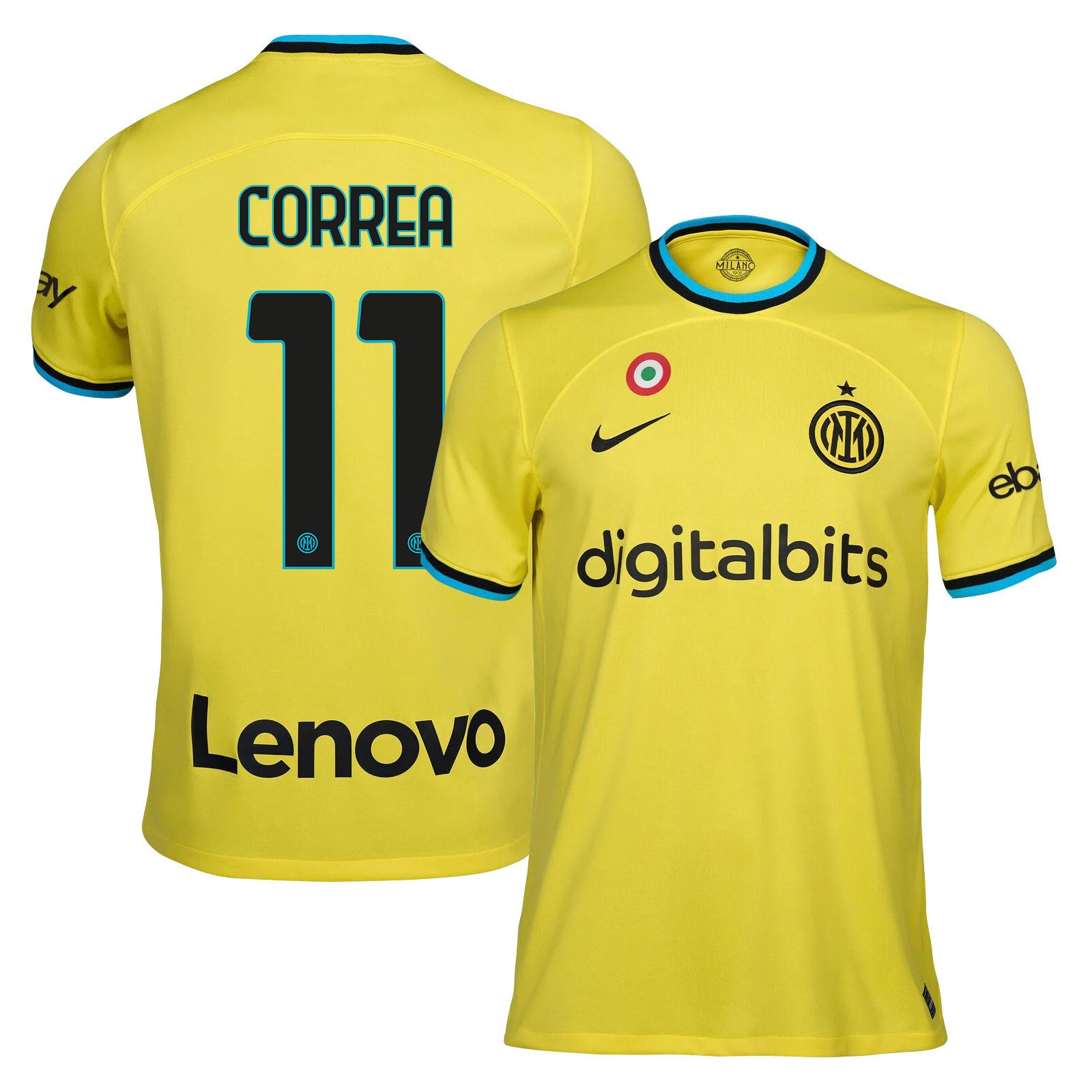 Joaquín Correa 11 Inter Milan 2022/23 Third Men Jersey – Yellow