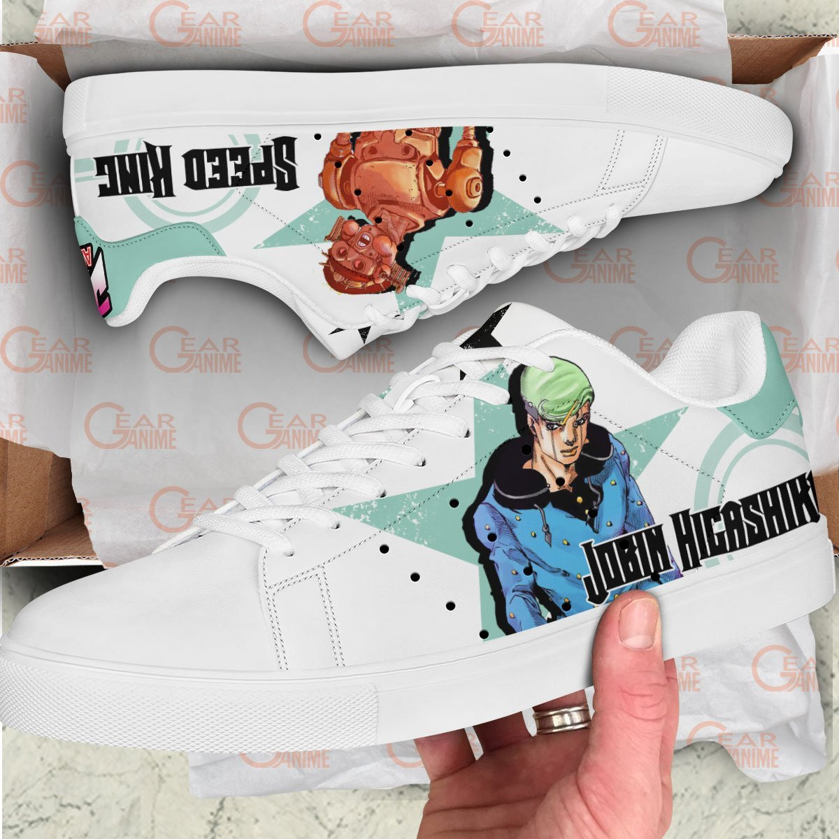Jobin Higashikata Skate Sneakers Custom Anime Jojo’s Bizarre Adventure Shoes
