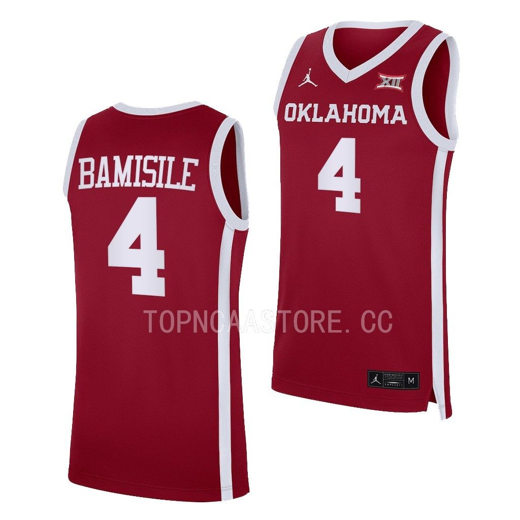 Joe Bamisile #4 Oklahoma Sooners Away Jersey 2022-23 Crimson