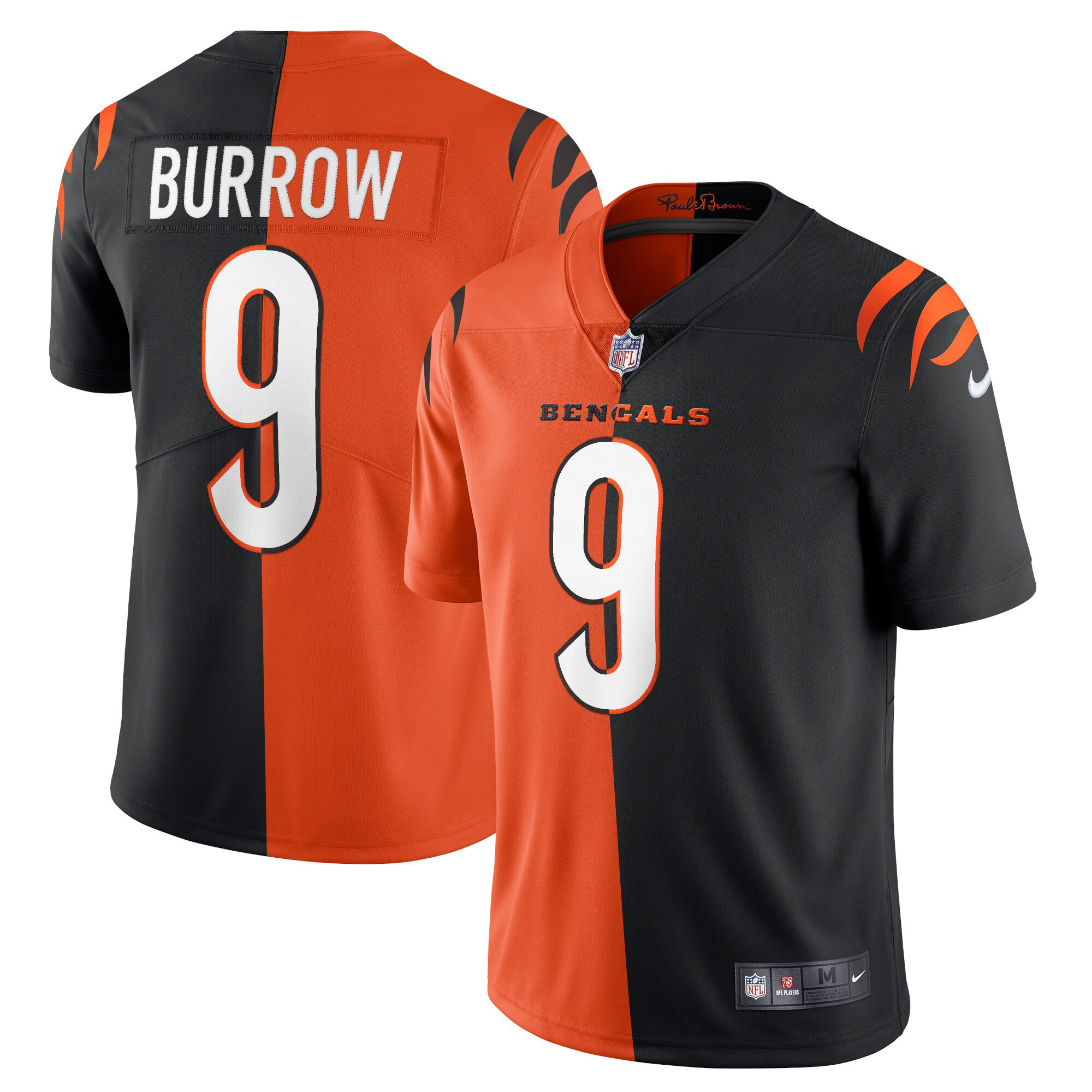 Joe Burrow Men's Cincinnati Bengals Black Gold & White Gold Vapor Split Jersey - All Stitched 
