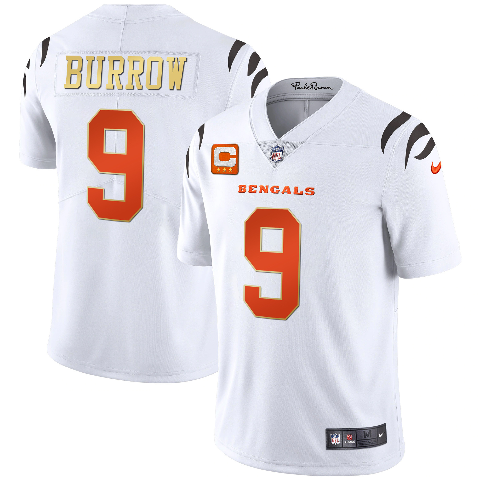 Joe Burrow Men's Cincinnati Bengals Black Gold & White Gold Vapor White Limited Jersey - All Stitched 