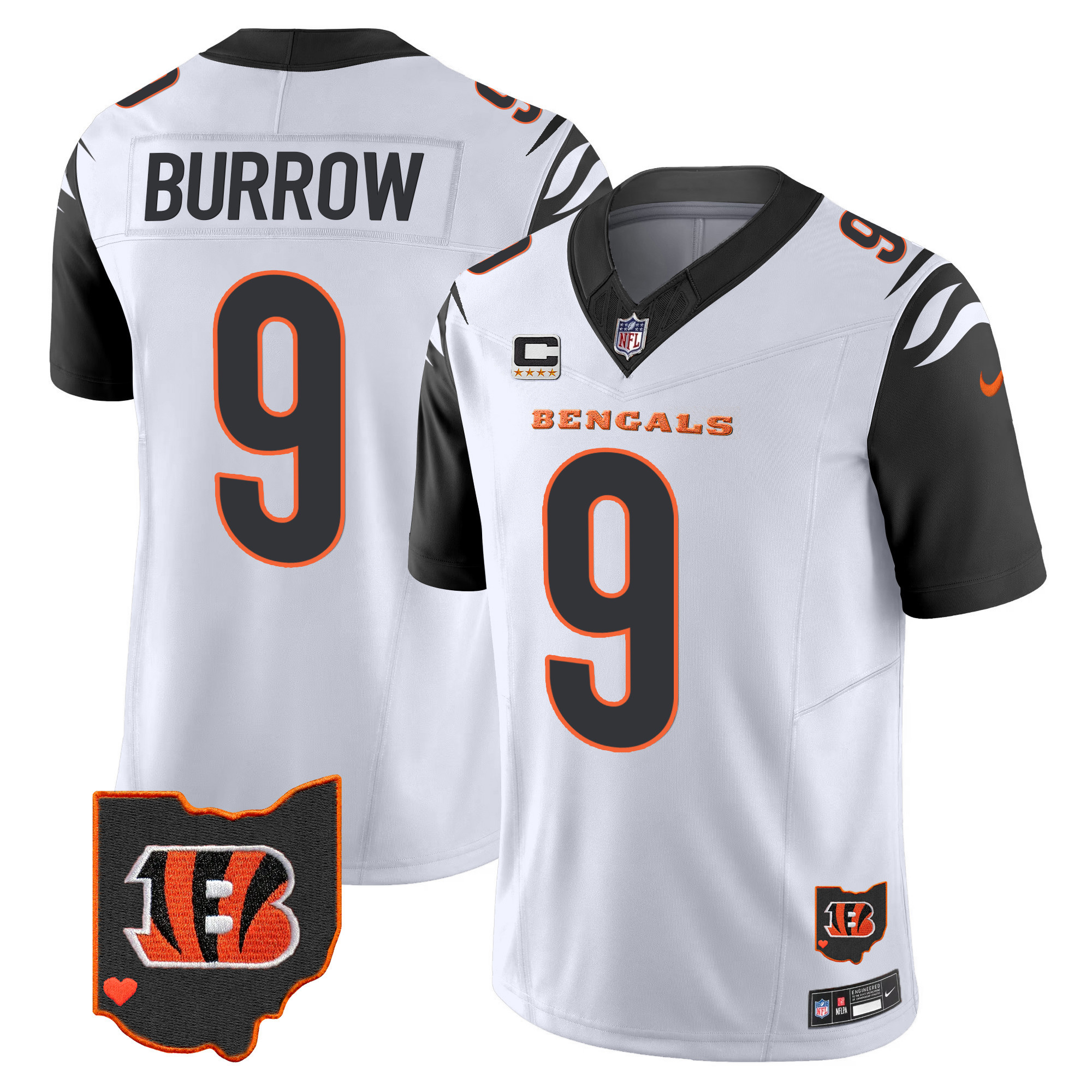 Joe Burrow Men's Cincinnati Bengals Ohio Patch Vapor Limited Color Rush Jersey - All Stitched 