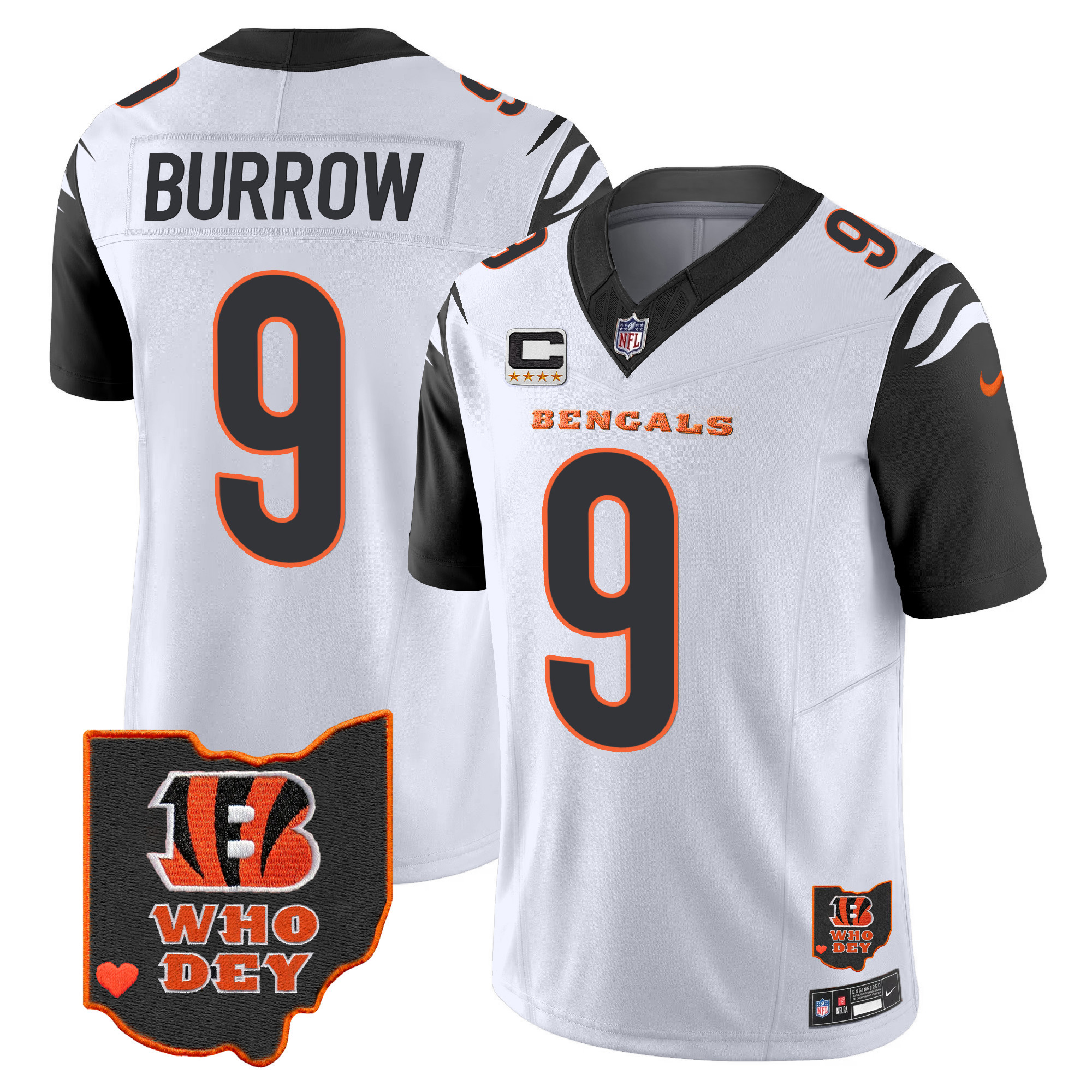 Joe Burrow Men's Cincinnati Bengals Ohio Patch Vapor Limited Color Rush Jersey - All Stitched 