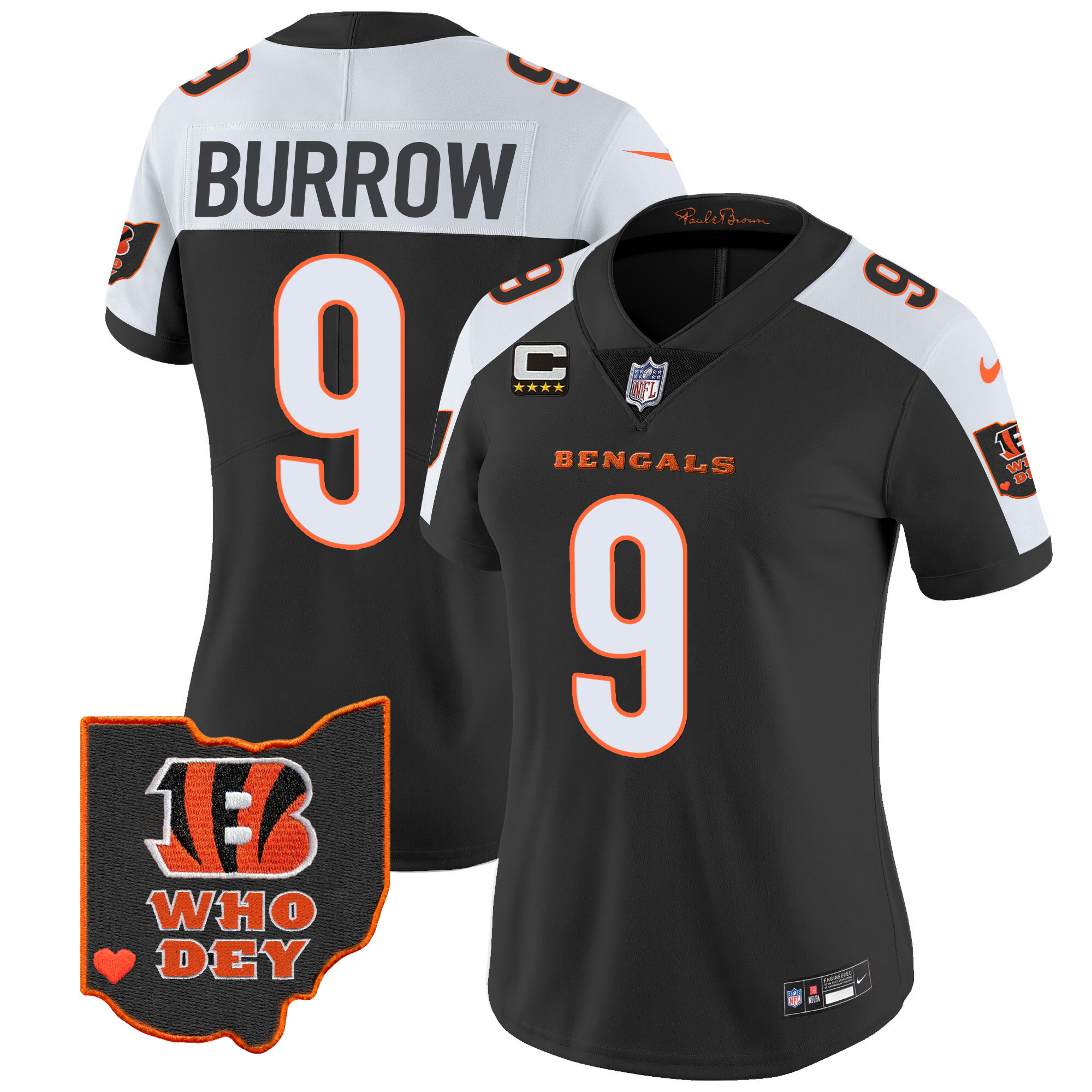 Joe Burrow Women's Cincinnati Bengals Ohio Patch Vapor Limited Alternate Jersey - All Stitched 