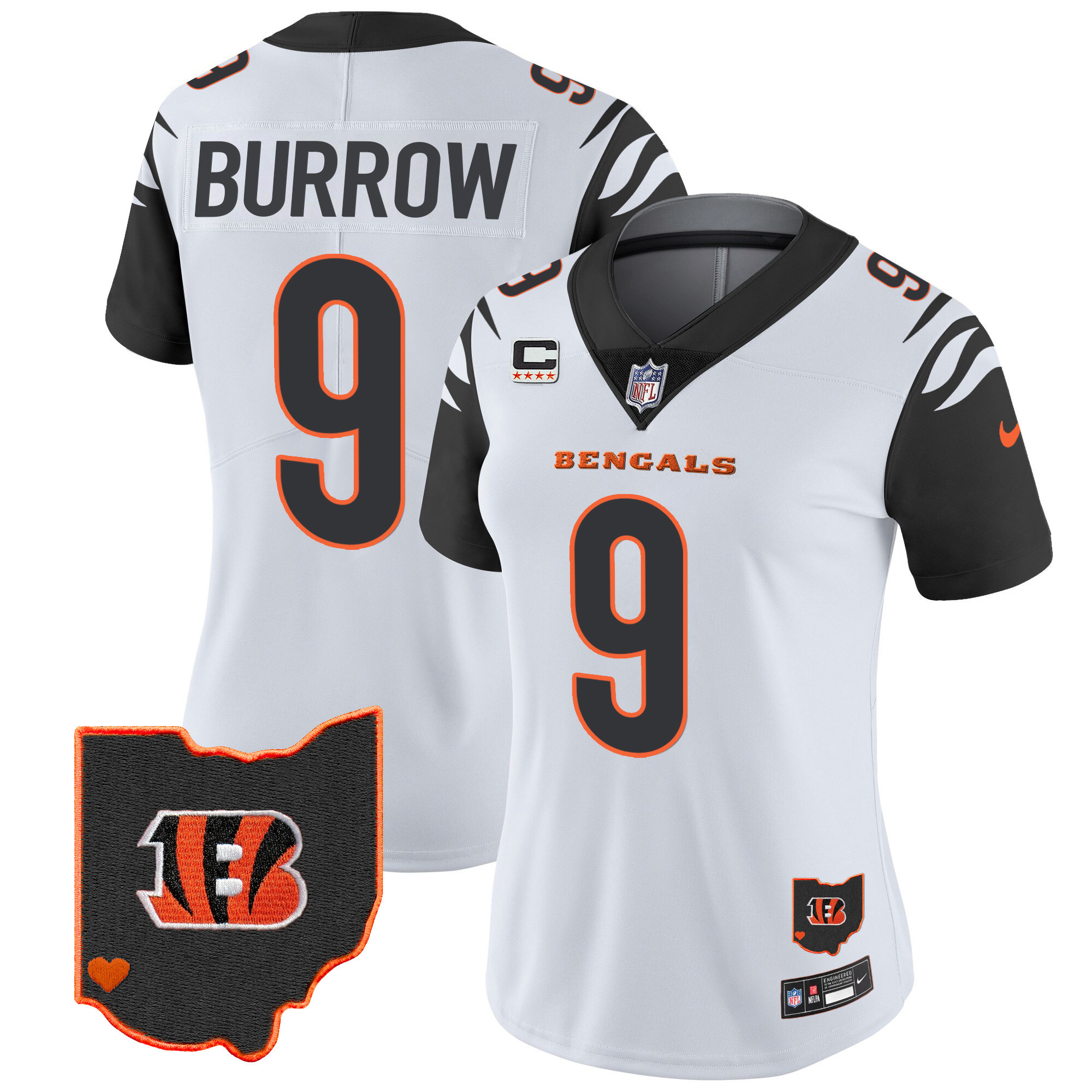 Joe Burrow Women's Cincinnati Bengals Ohio Patch Vapor Limited Color Rush Jersey - All Stitched 