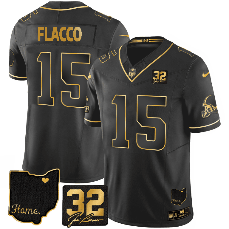 Joe Flacco Cleveland Browns Gold Vapor Black Gold Jersey - All Stitched
