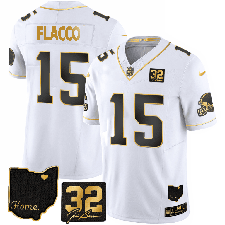 Joe Flacco Cleveland Browns Gold Vapor White Gold Jersey - All Stitched