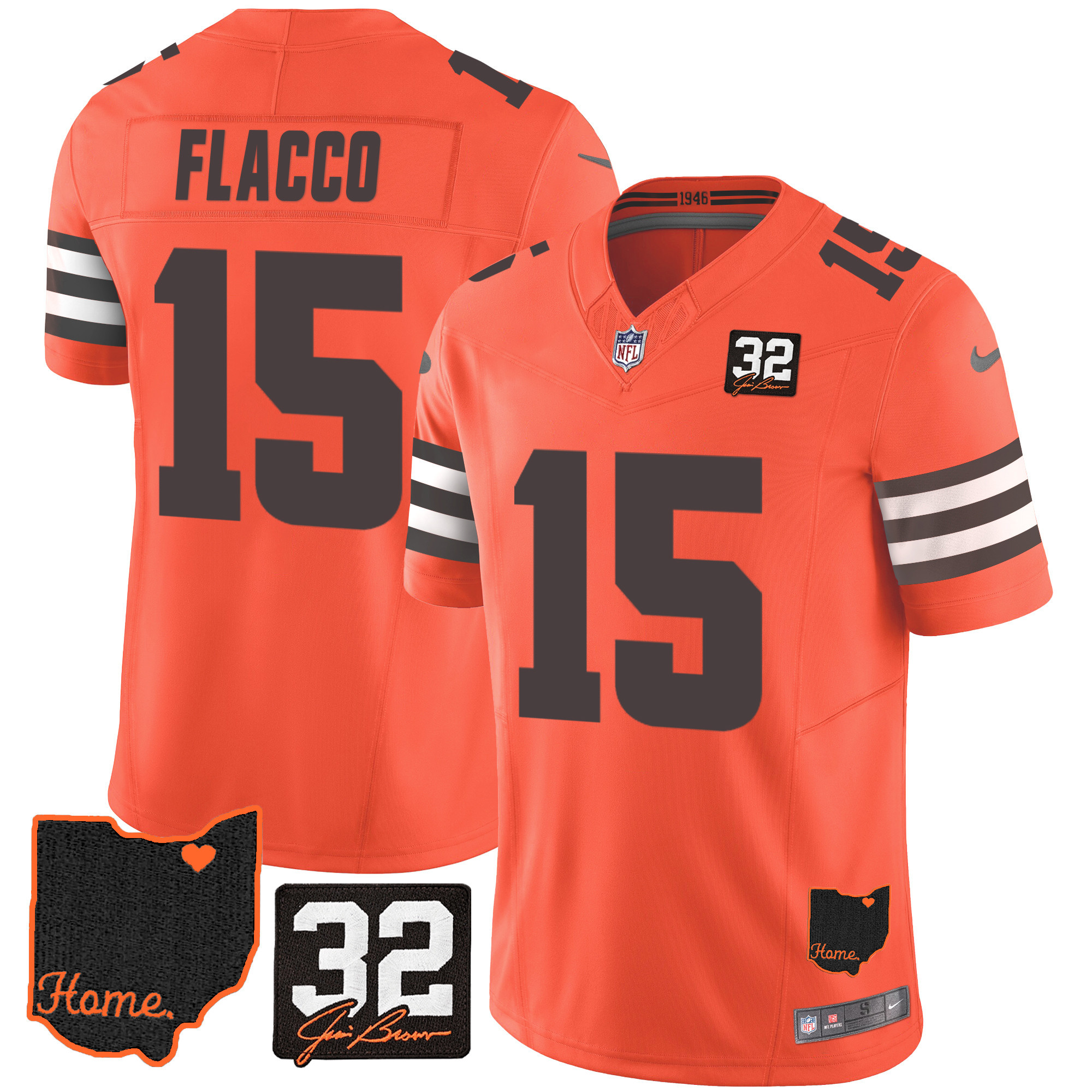Joe Flacco Cleveland Browns Vapor Orange Jersey - All Stitched