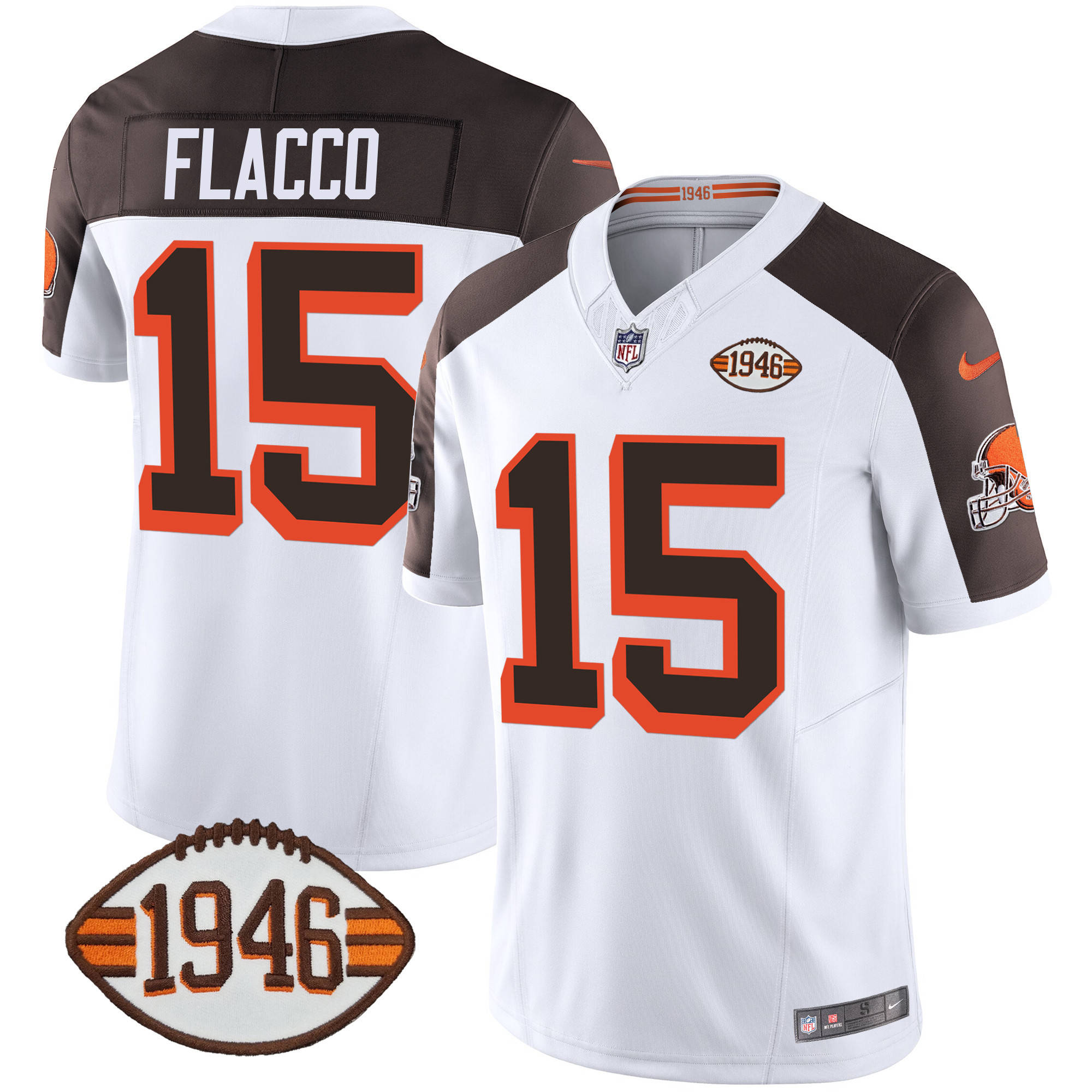 Joe Flacco Men's Cleveland Browns 1946 75th Anniversary Patch Inverted Jersey - All Stitched