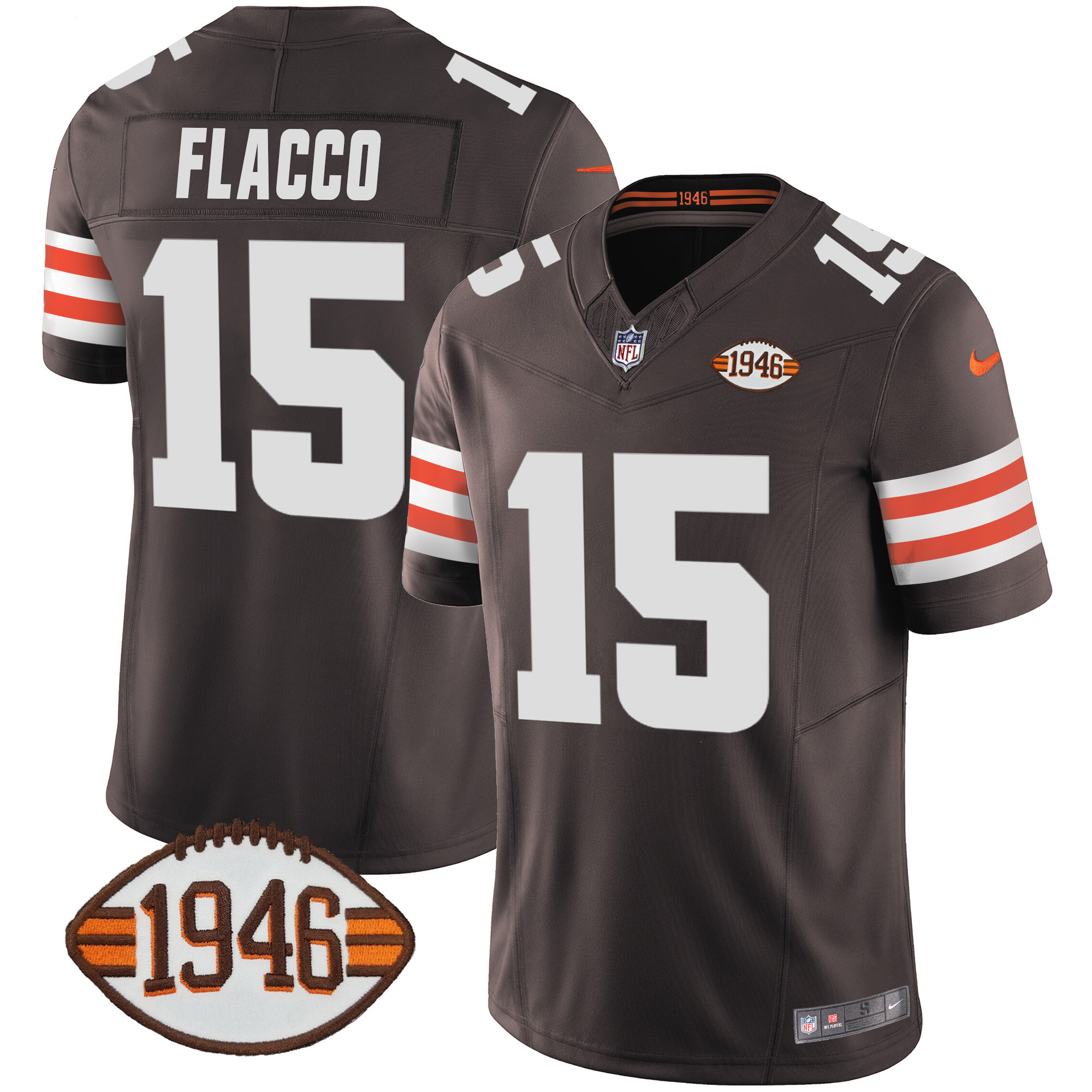 Joe Flacco Men's Cleveland Browns 1946 75th Anniversary Patch Jersey - All Stitched