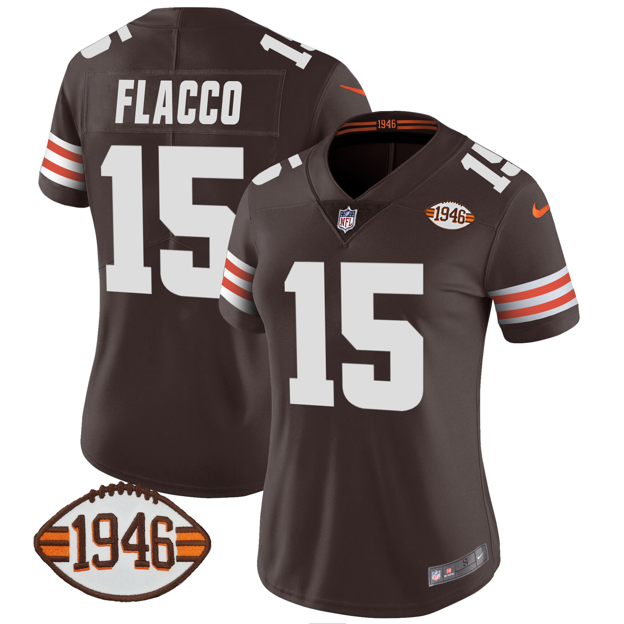 Joe Flacco Women's Cleveland Browns 1946 75th Anniversary Patch Jersey - All Stitched
