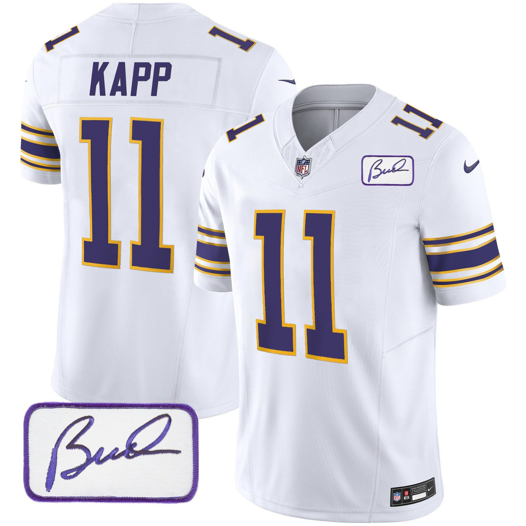 Joe Kapp Minnesota Vikings Bud Grant Patch Classic Limted White Jersey - All Stitched