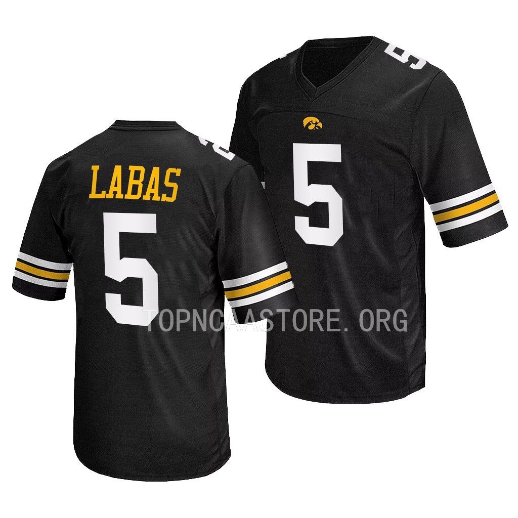 Joe Labas Iowa Hawkeyes #5 Black Jersey 2022 Men's Uniform