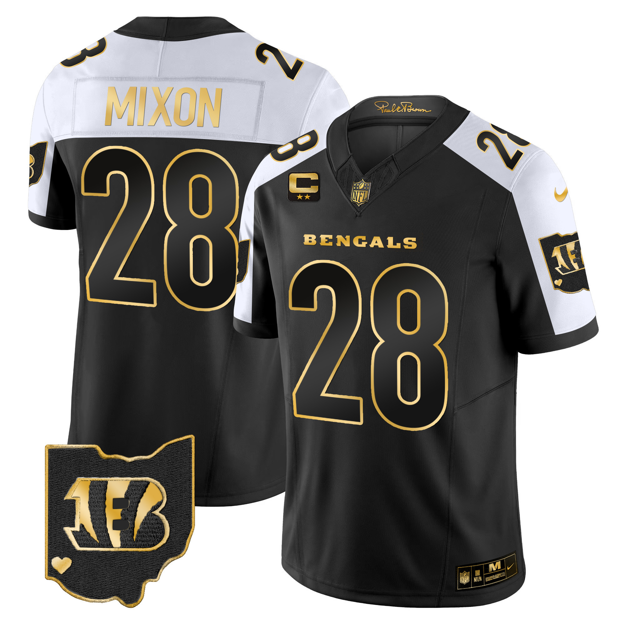 Joe Mixon Men's Cincinnati Bengals Ohio Patch Gold Vapor Limited Alternate Jersey - All Stitched 
