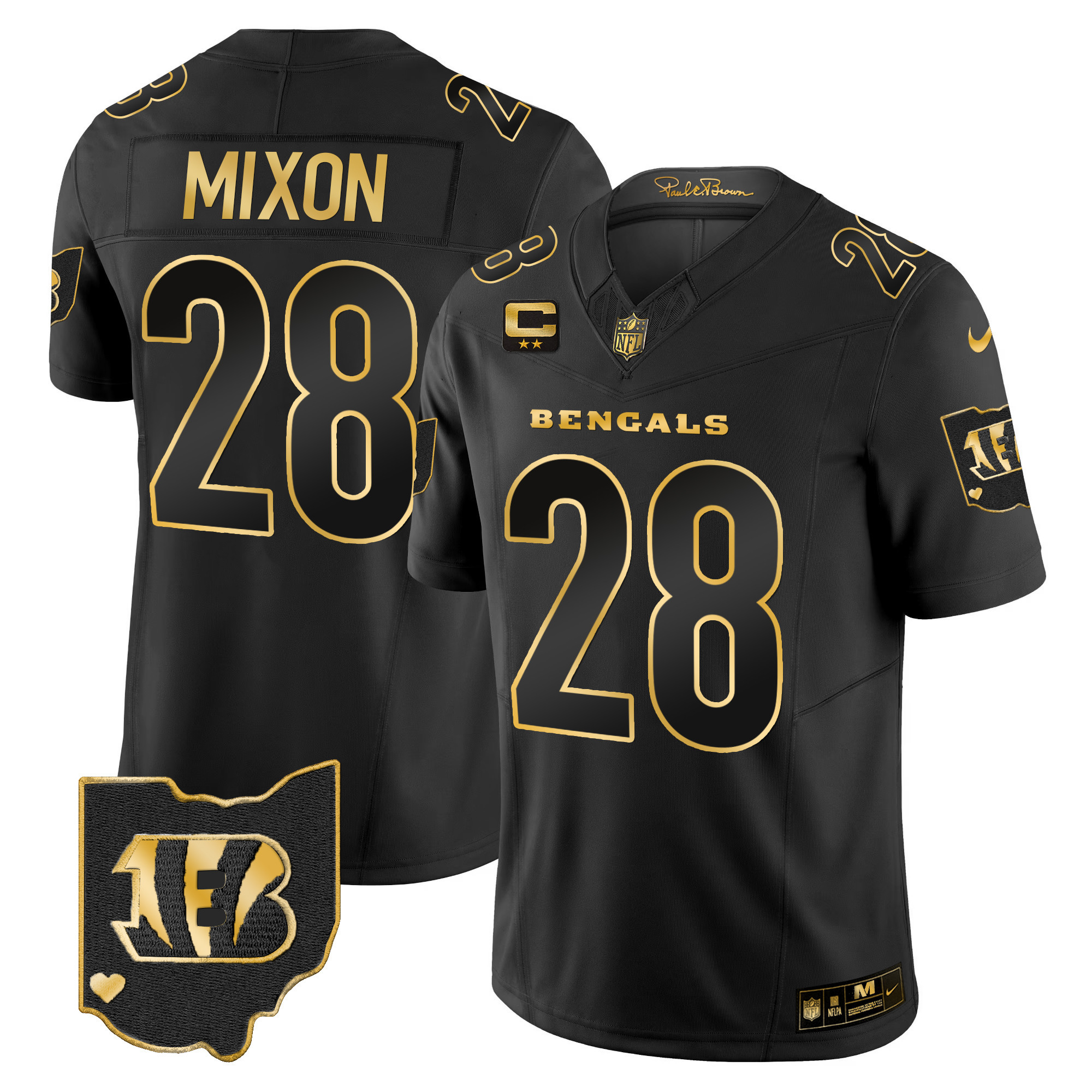 Joe Mixon Men's Cincinnati Bengals Ohio Patch Gold Vapor Limited Black Gold Jersey - All Stitched 