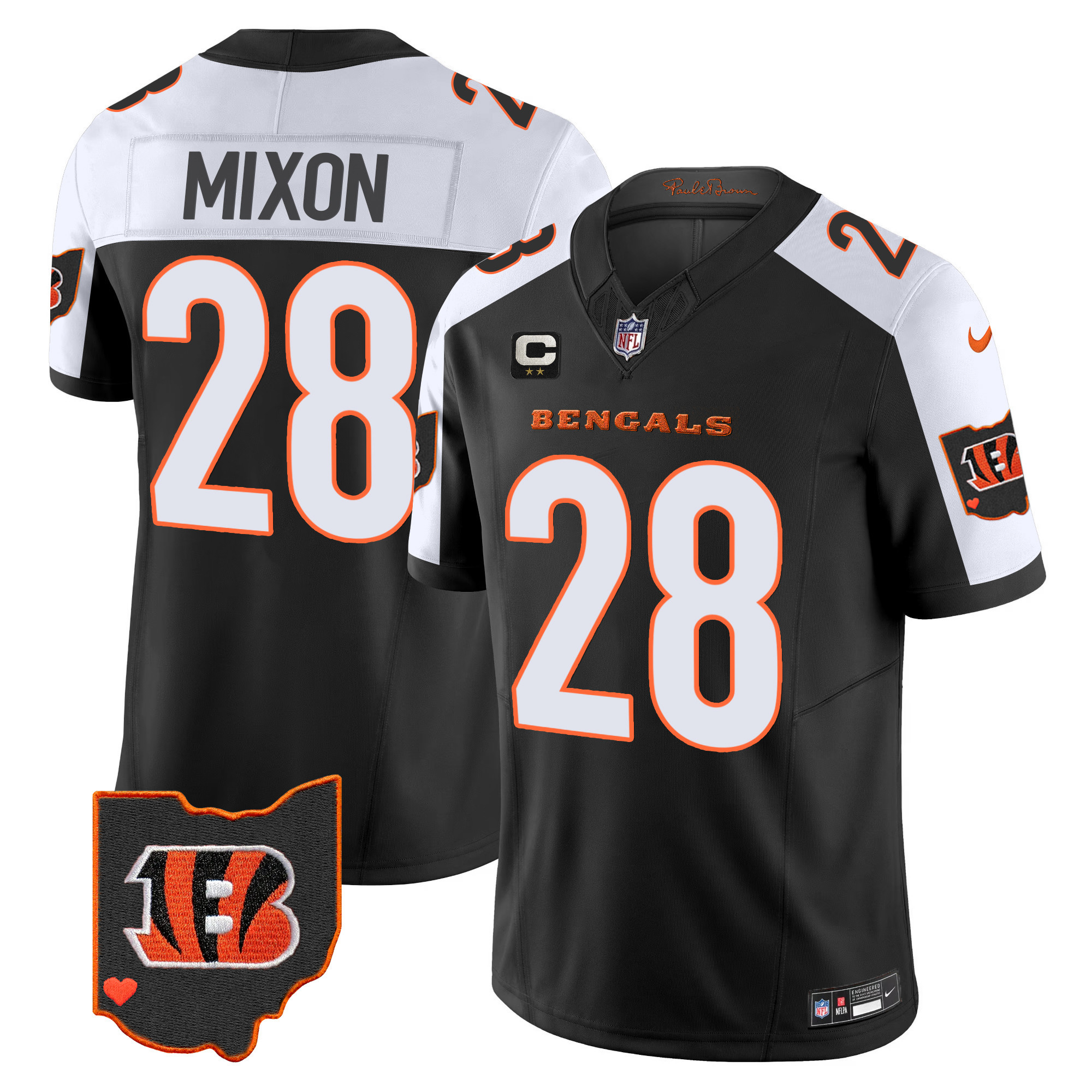 Joe Mixon Men's Cincinnati Bengals Ohio Patch Vapor Limited Alternate Jersey - All Stitched 