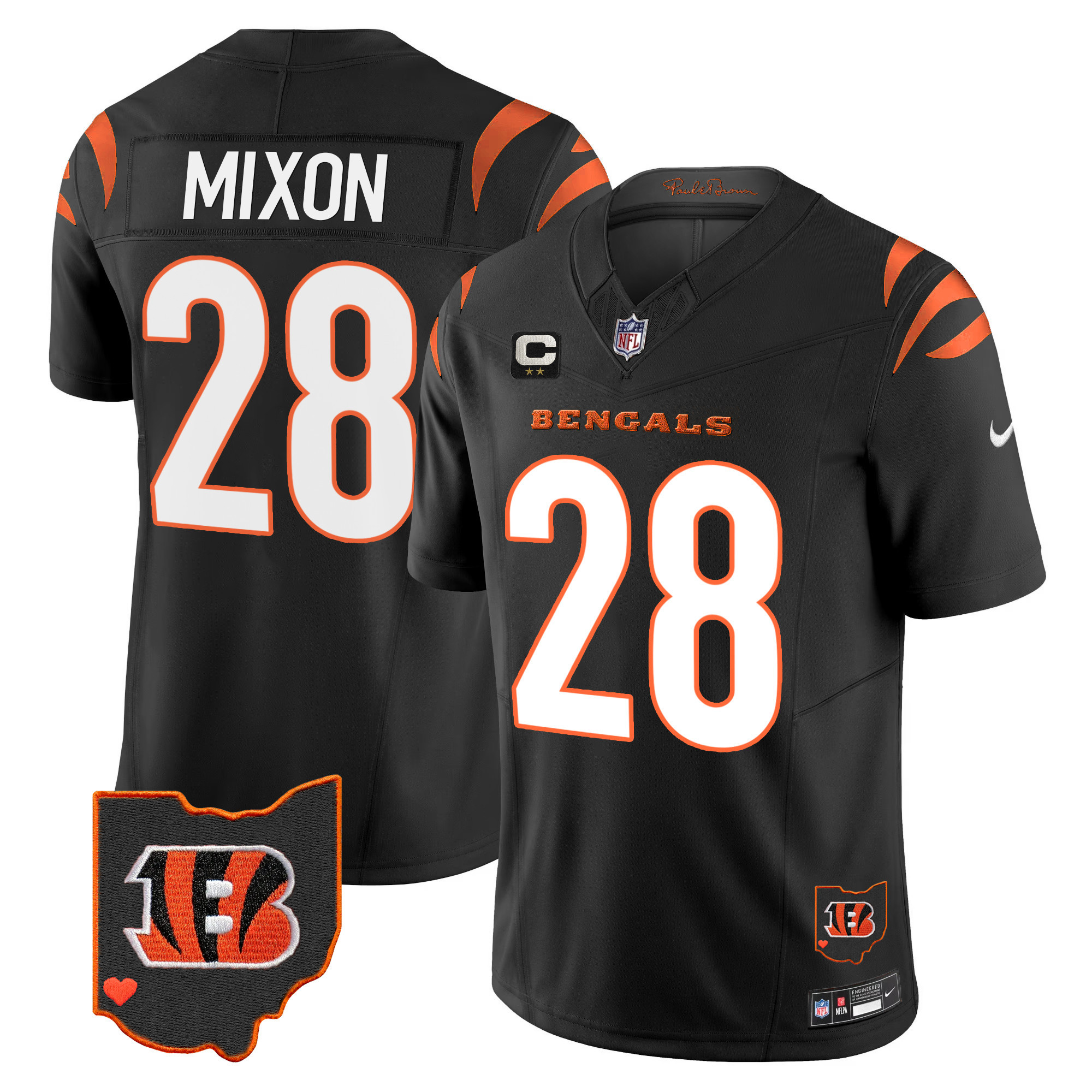 Joe Mixon Men's Cincinnati Bengals Ohio Patch Vapor Limited Black Jersey - All Stitched 