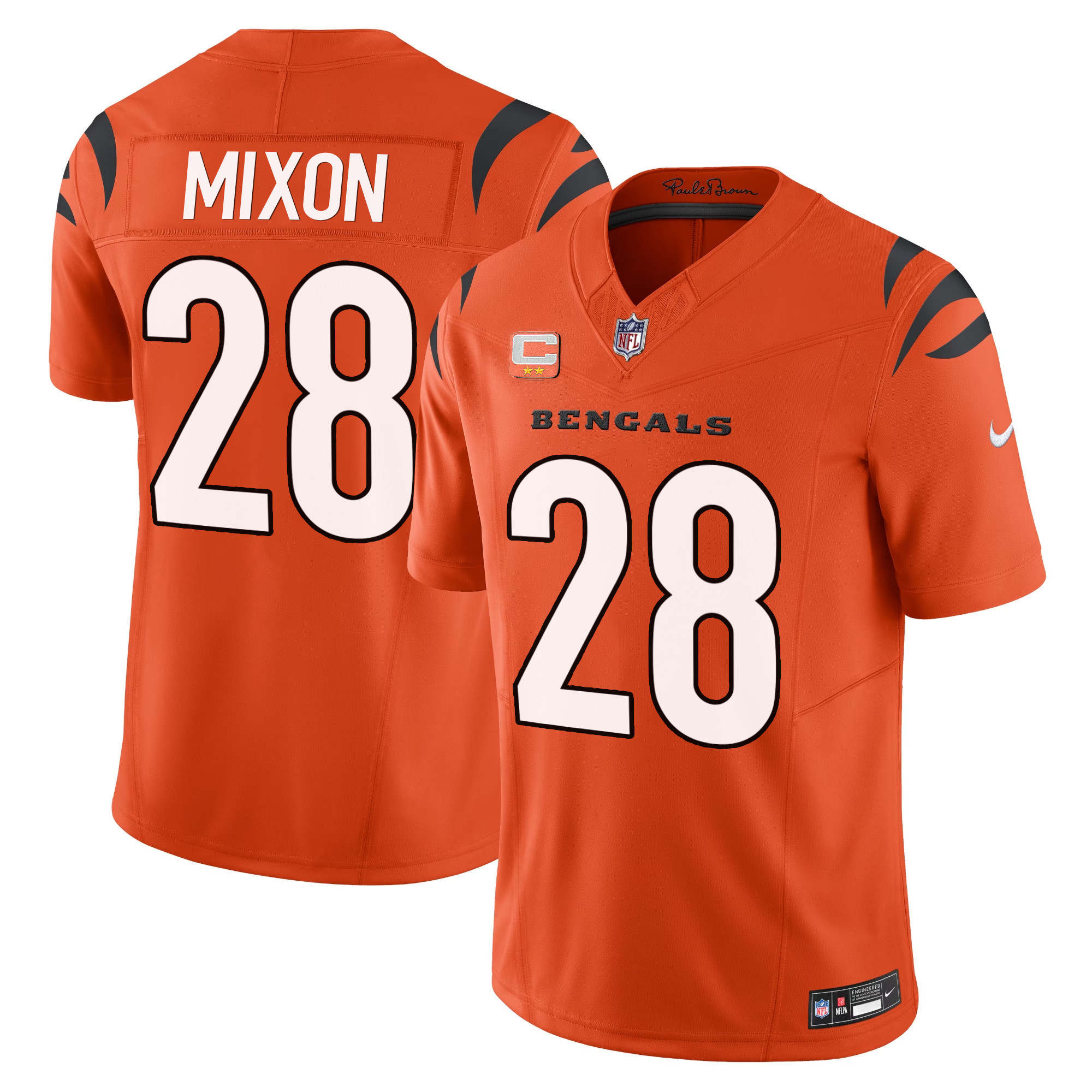 Joe Mixon Men's Cincinnati Bengals Vapor Limited Orange Jersey - All Stitched 