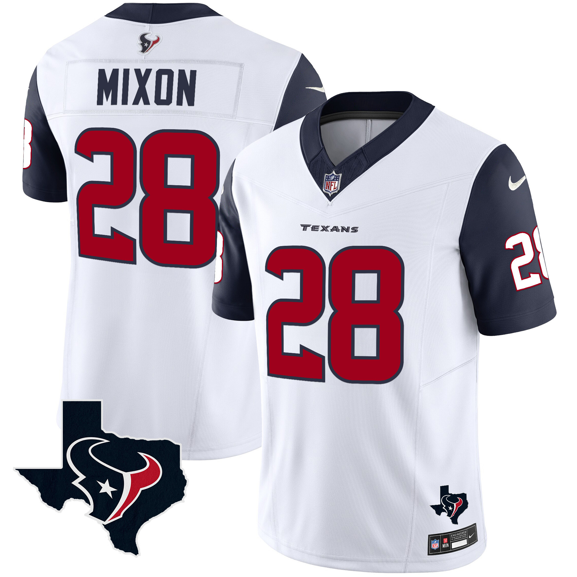 Joe Mixon Men's Houston Texans Vapor Limited Navy Sleeves Jersey - All Stitched 