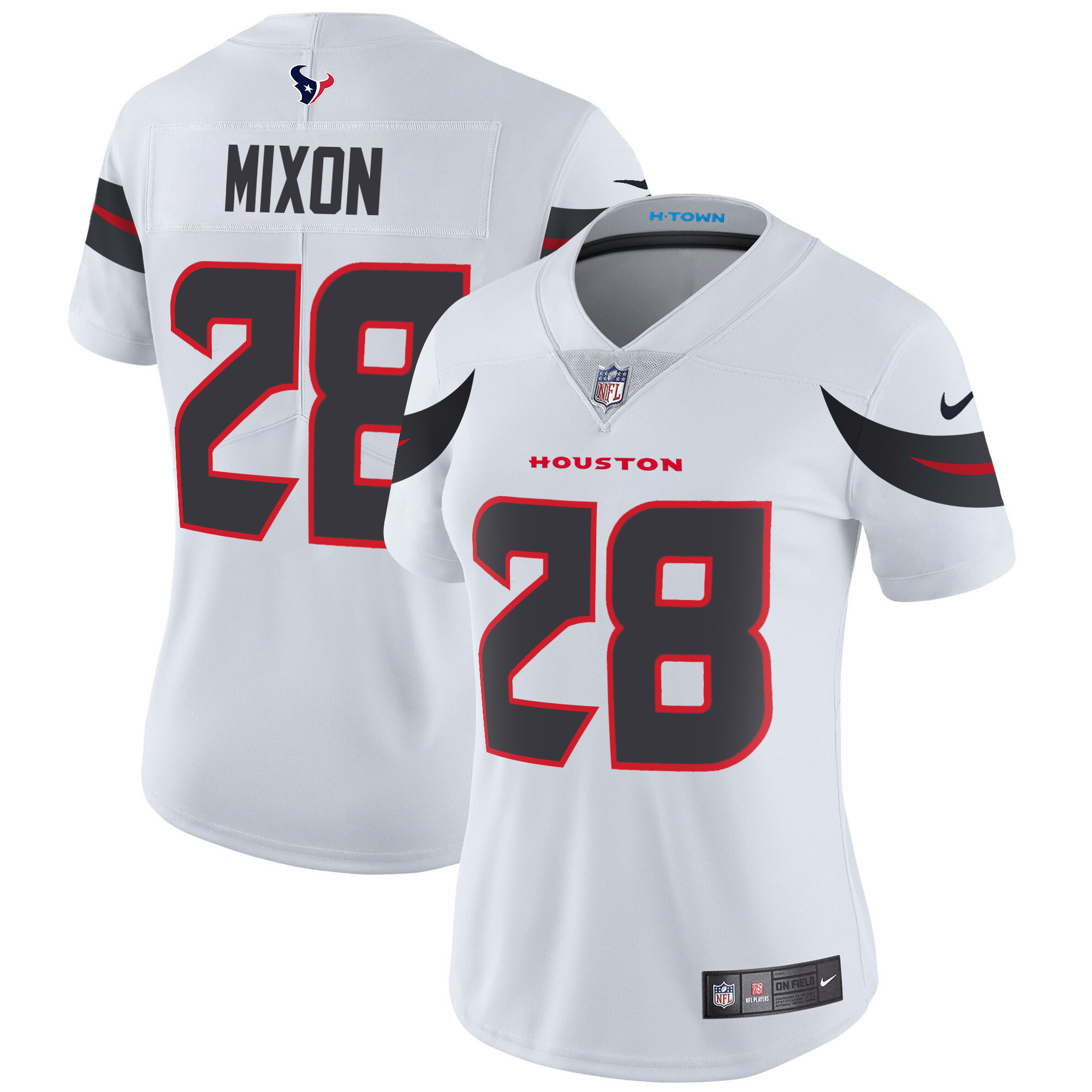 Joe Mixon Women's Houston Texans 2024 Vapor Limited White Jersey - All Stitched 