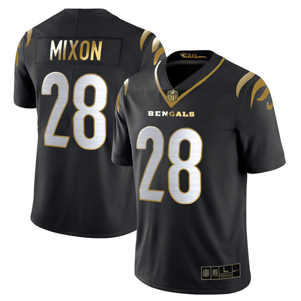 Joe Mixon Youth's Cincinnati Bengals Player Vapor Limited Black Gold Jersey - All Stitched 