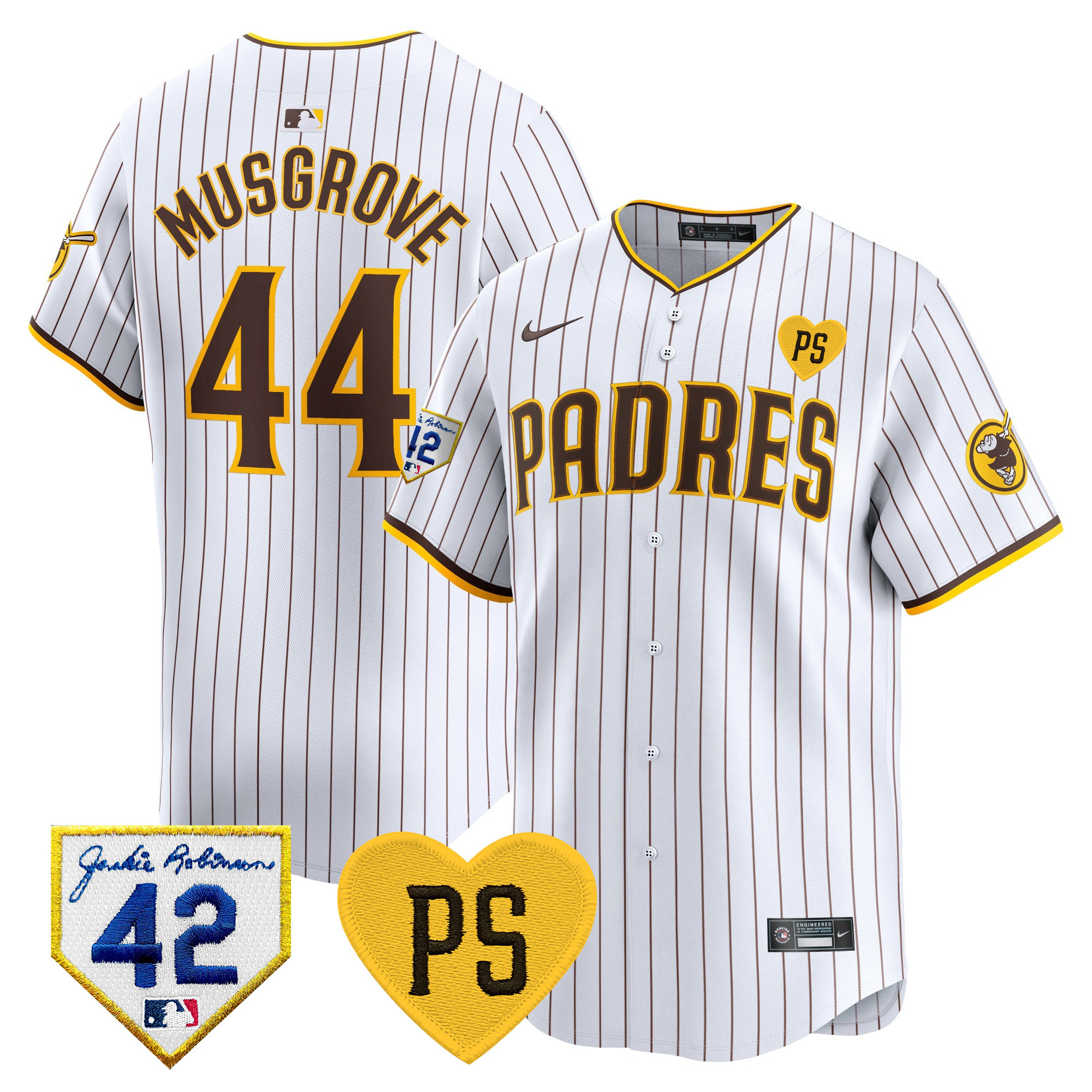 Joe Musgrove Men's San Diego Padres 2024 "For Peter" & Robinson Patch Vapor Premier Limited White Jersey - All Stitched