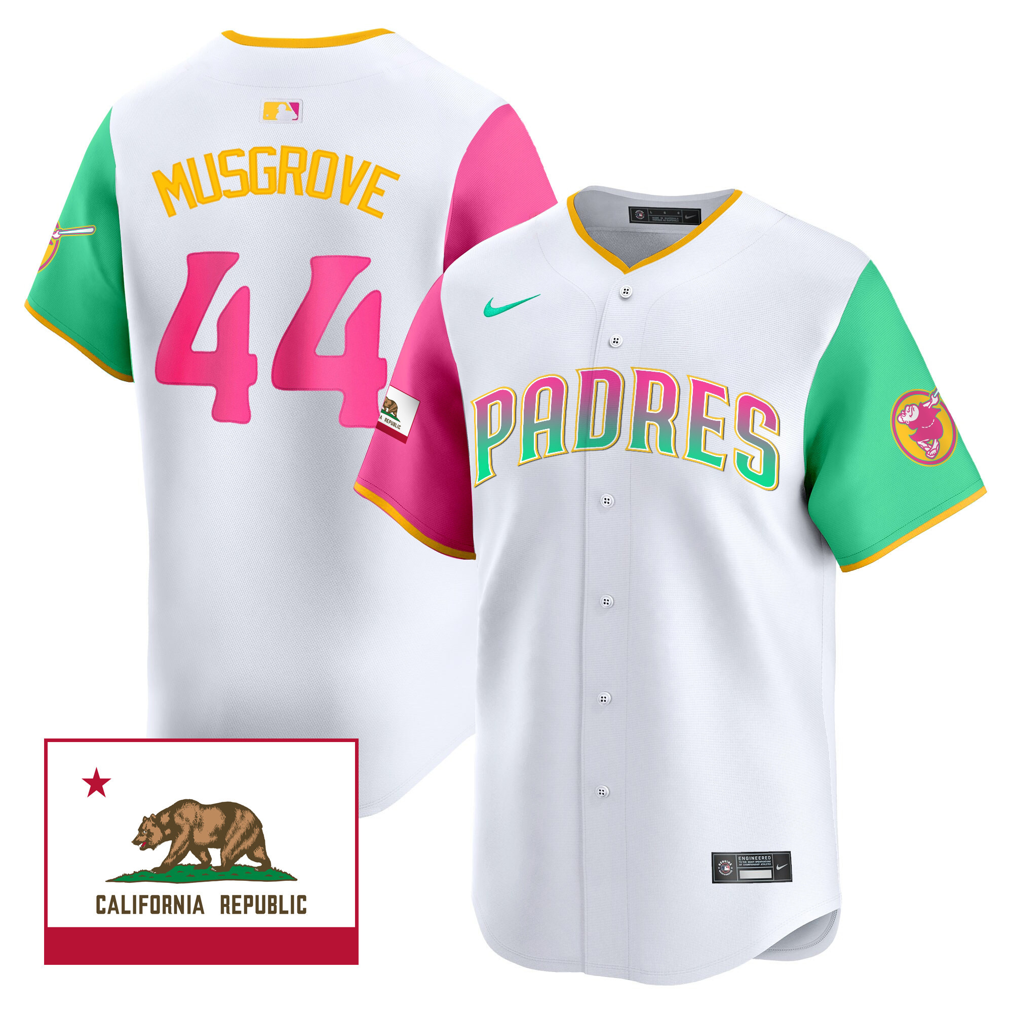 Joe Musgrove Men's San Diego Padres 2024 San Diego City Style Vapor Premier Limited V2 Color Sleeves Jersey - All Stitched