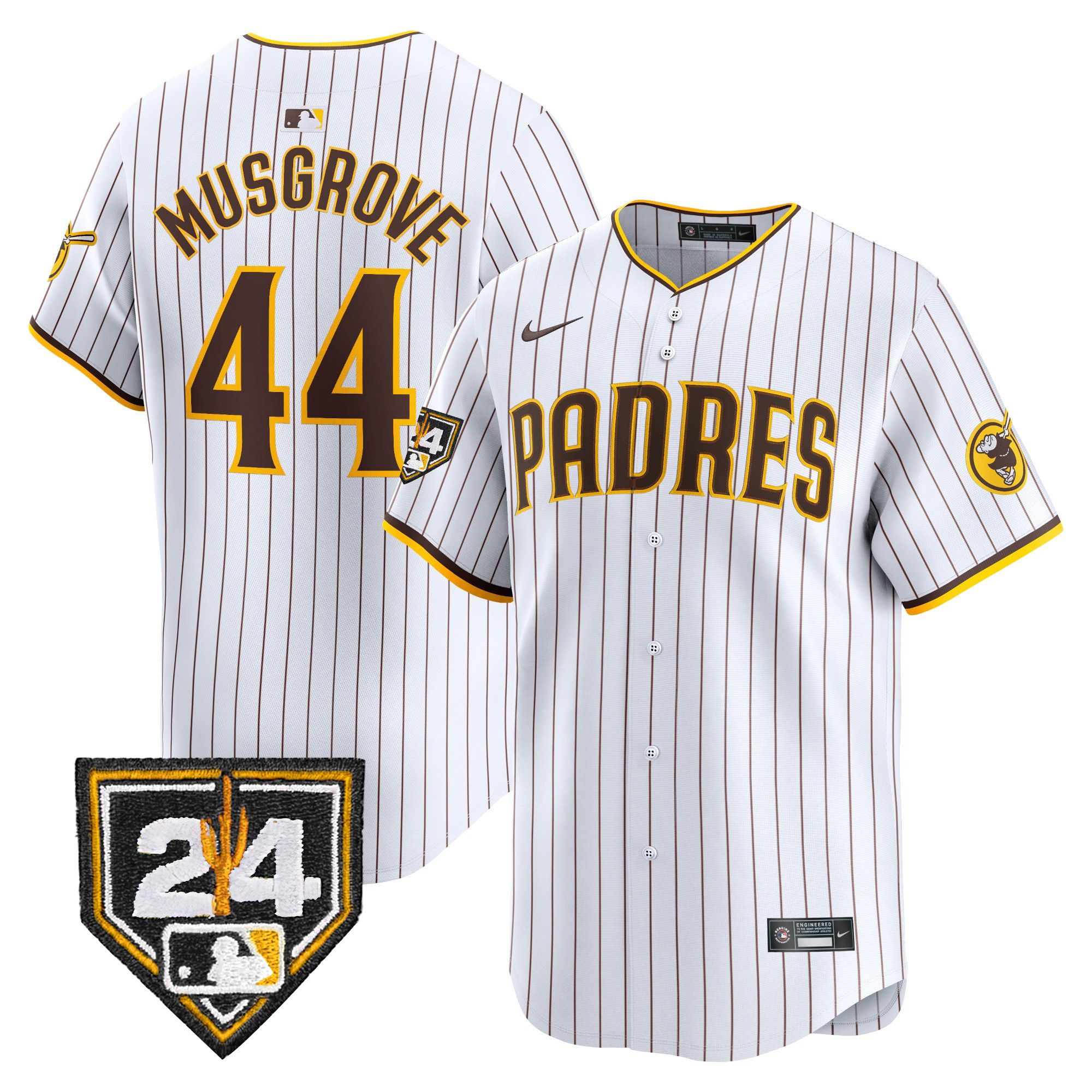 Joe Musgrove Men's San Diego Padres 2024 Spring Training Patch Vapor Premier Limited White Jersey - All Stitched