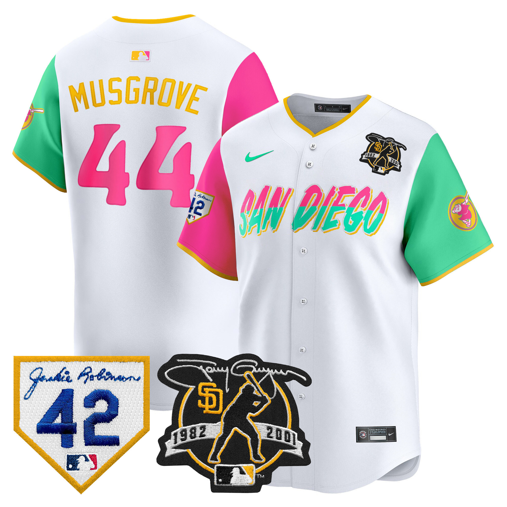 Joe Musgrove Men's San Diego Padres 2024 Tony Gwynn & Robinson Patch Vapor Premier Limited City Connect Jersey - All Stitched