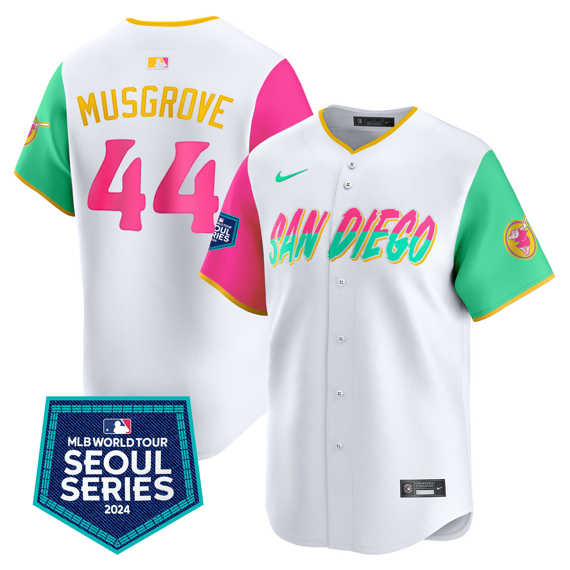 Joe Musgrove Men's San Diego Padres 2024 World Tour Seoul Series Patch Vapor Premier Limited City Connect Jersey - All Stitched