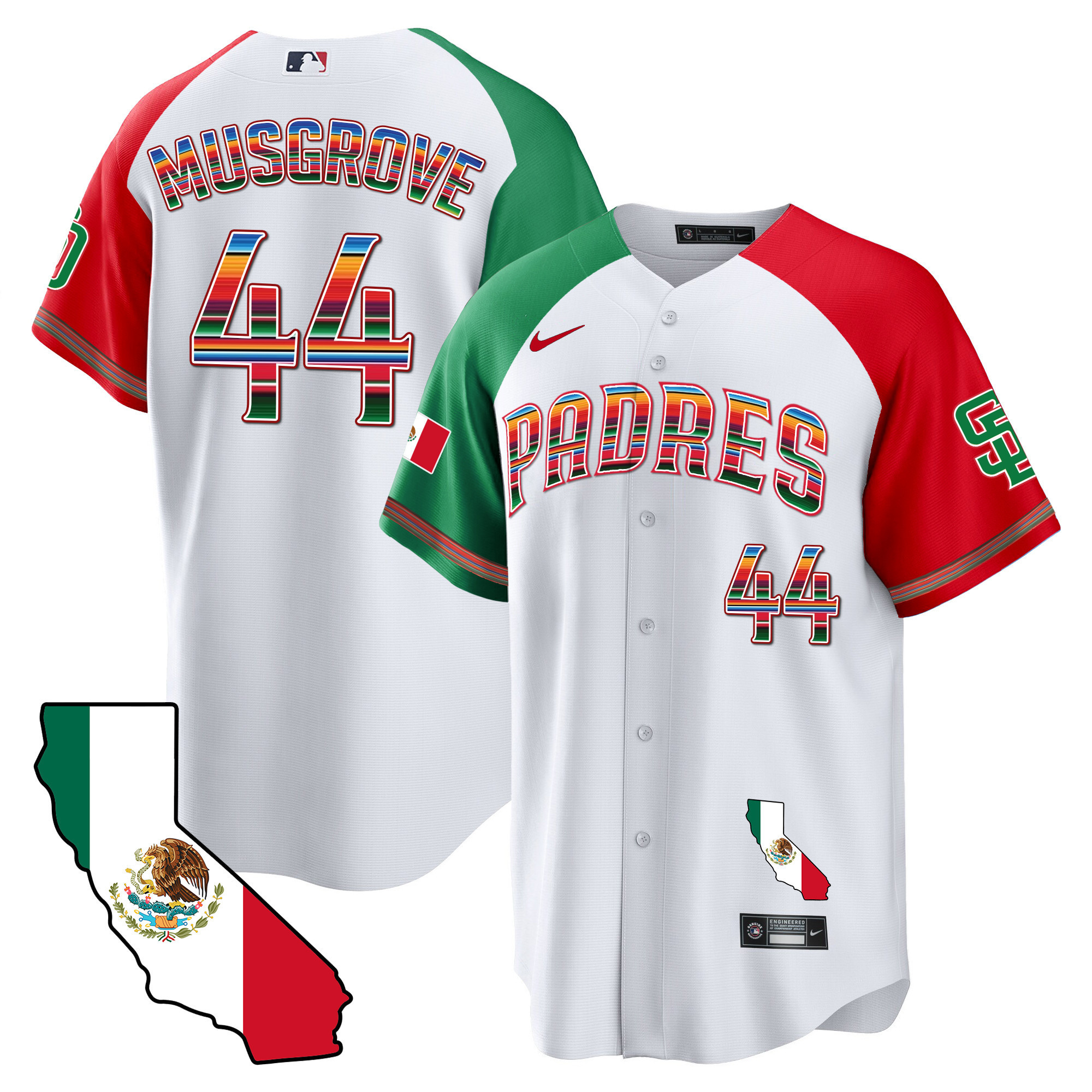Joe Musgrove Men's San Diego Padres California Map Cool Base Alternate Jersey - All Stitched