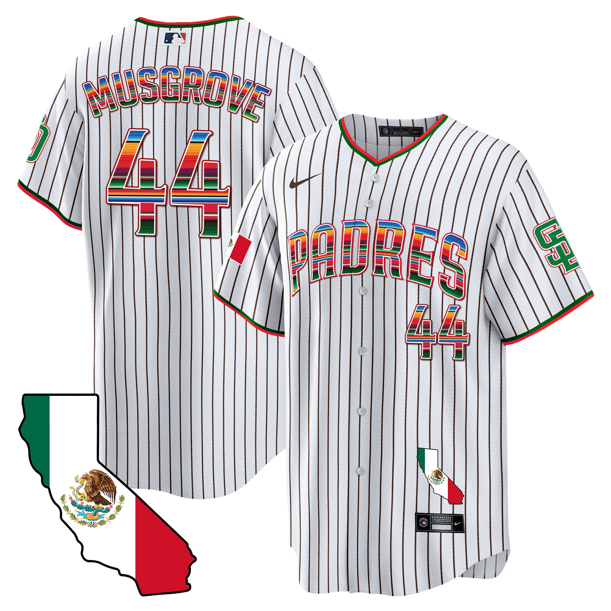Joe Musgrove Men's San Diego Padres California Map Cool Base Pinstripe Jersey - All Stitched