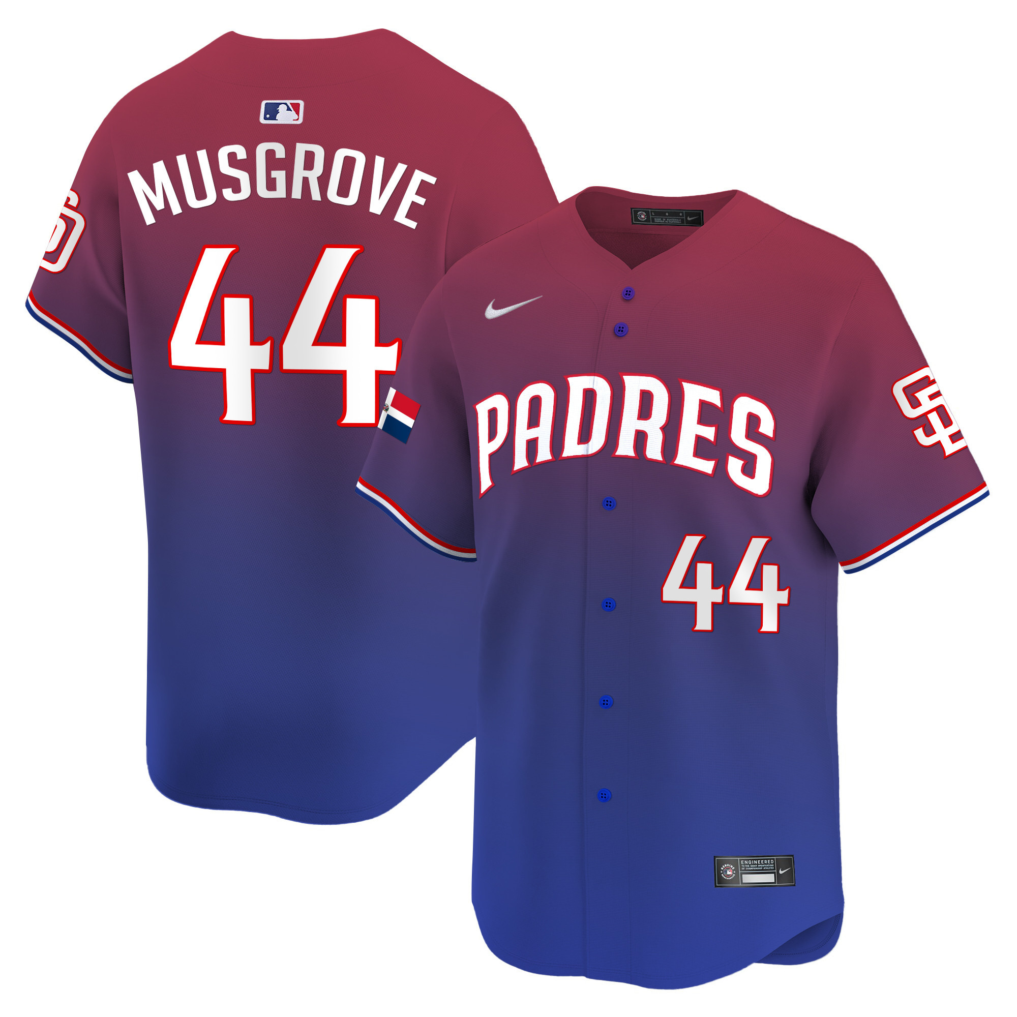 Joe Musgrove Men's San Diego Padres Dominican Republic Vapor Premier Limited Red Jersey - All Stitched
