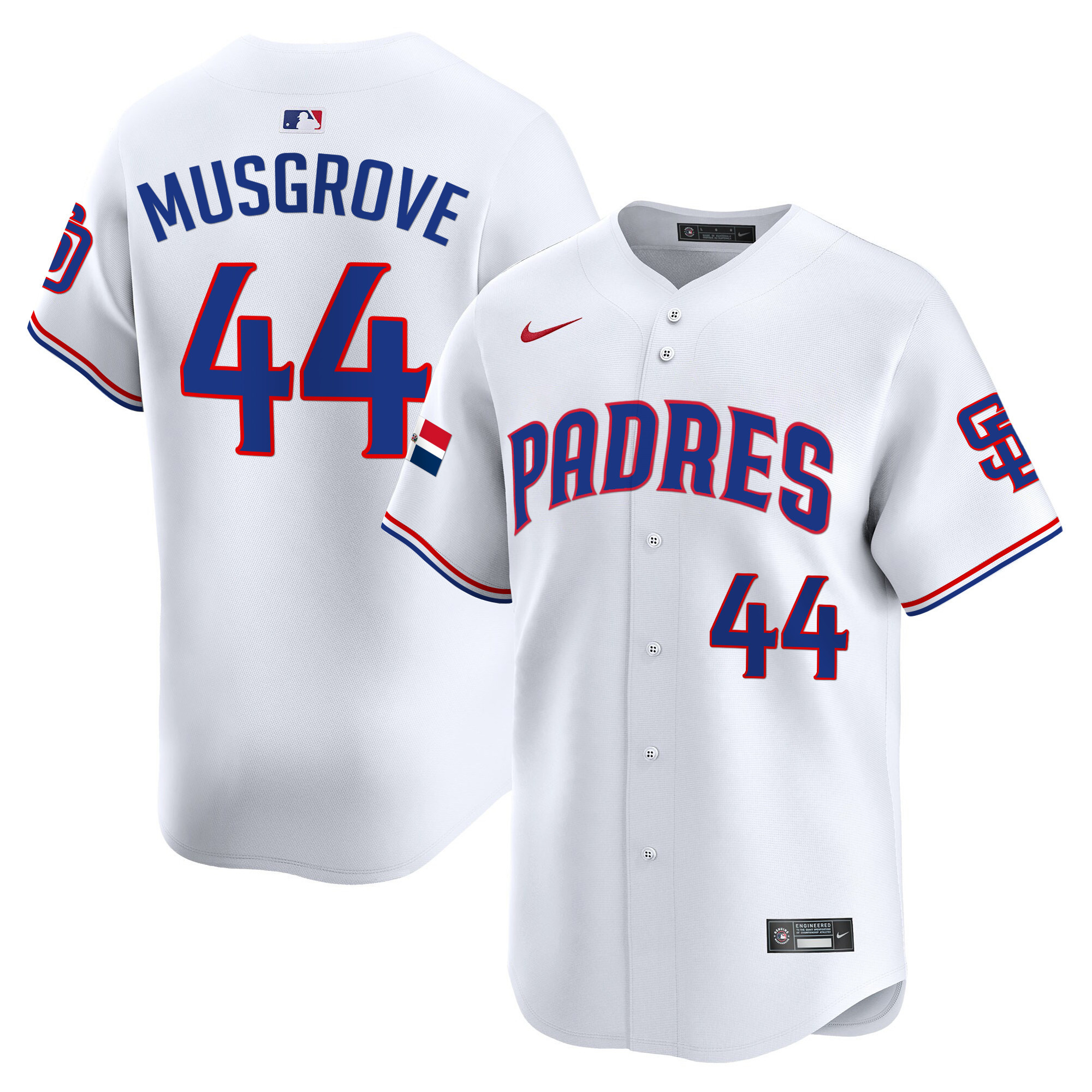 Joe Musgrove Men's San Diego Padres Dominican Republic Vapor Premier Limited White Jersey - All Stitched