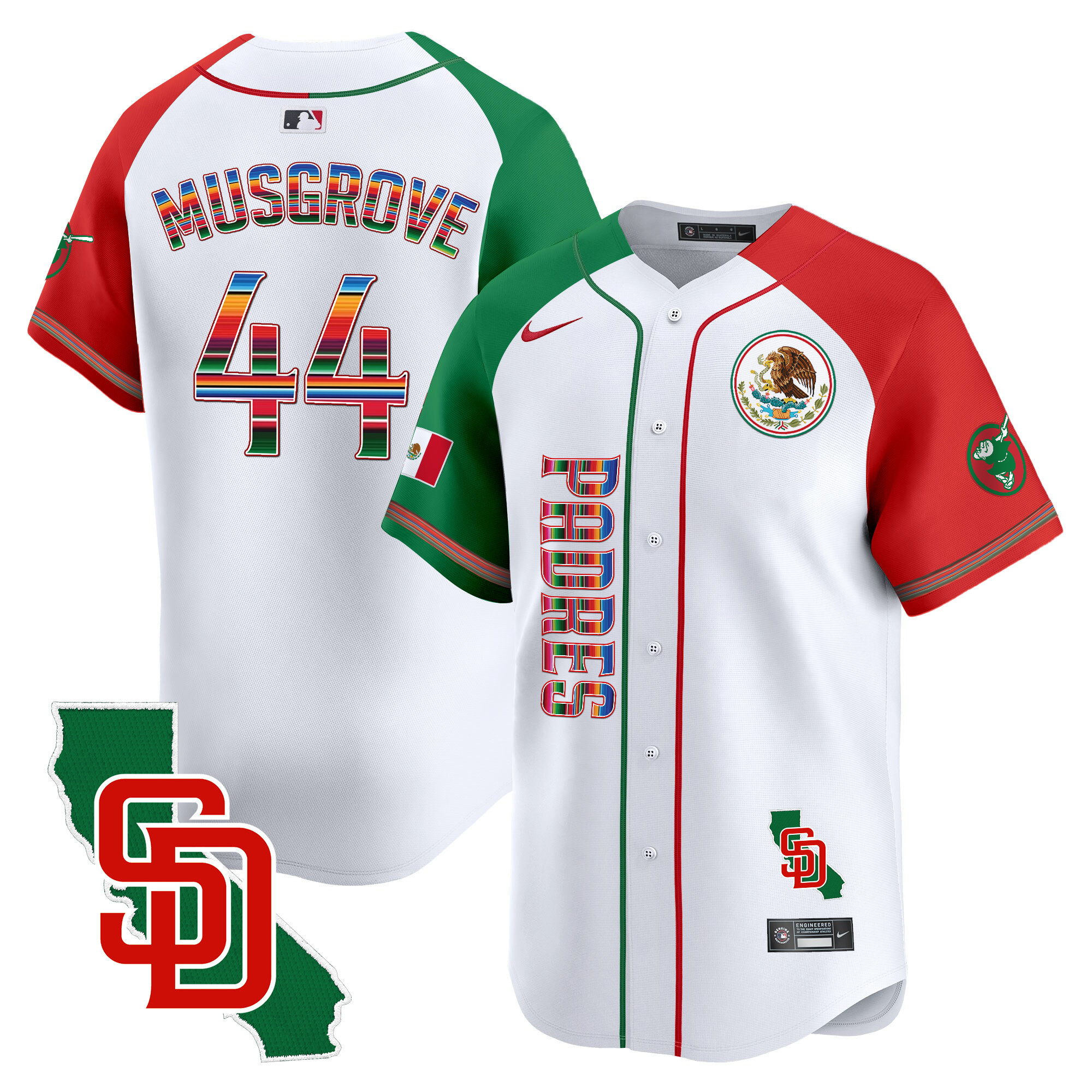 Joe Musgrove Men's San Diego Padres Mexico California Patch Vapor Premier Limited V2 Alternate Jersey - All Stitched