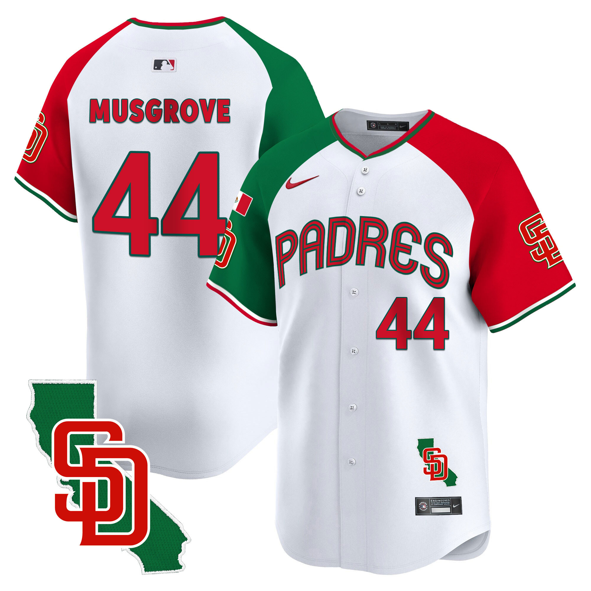 Joe Musgrove Men's San Diego Padres Mexico California Patch Vapor Premier Limited V4 Alternate Jersey - All Stitched