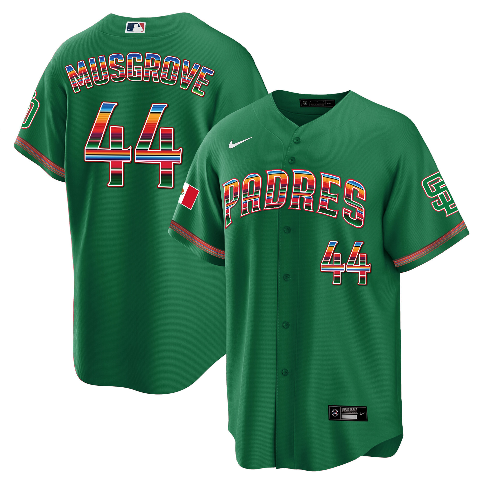 Joe Musgrove Men's San Diego Padres Mexico Cool Base Limited Green Jersey - All Stitched
